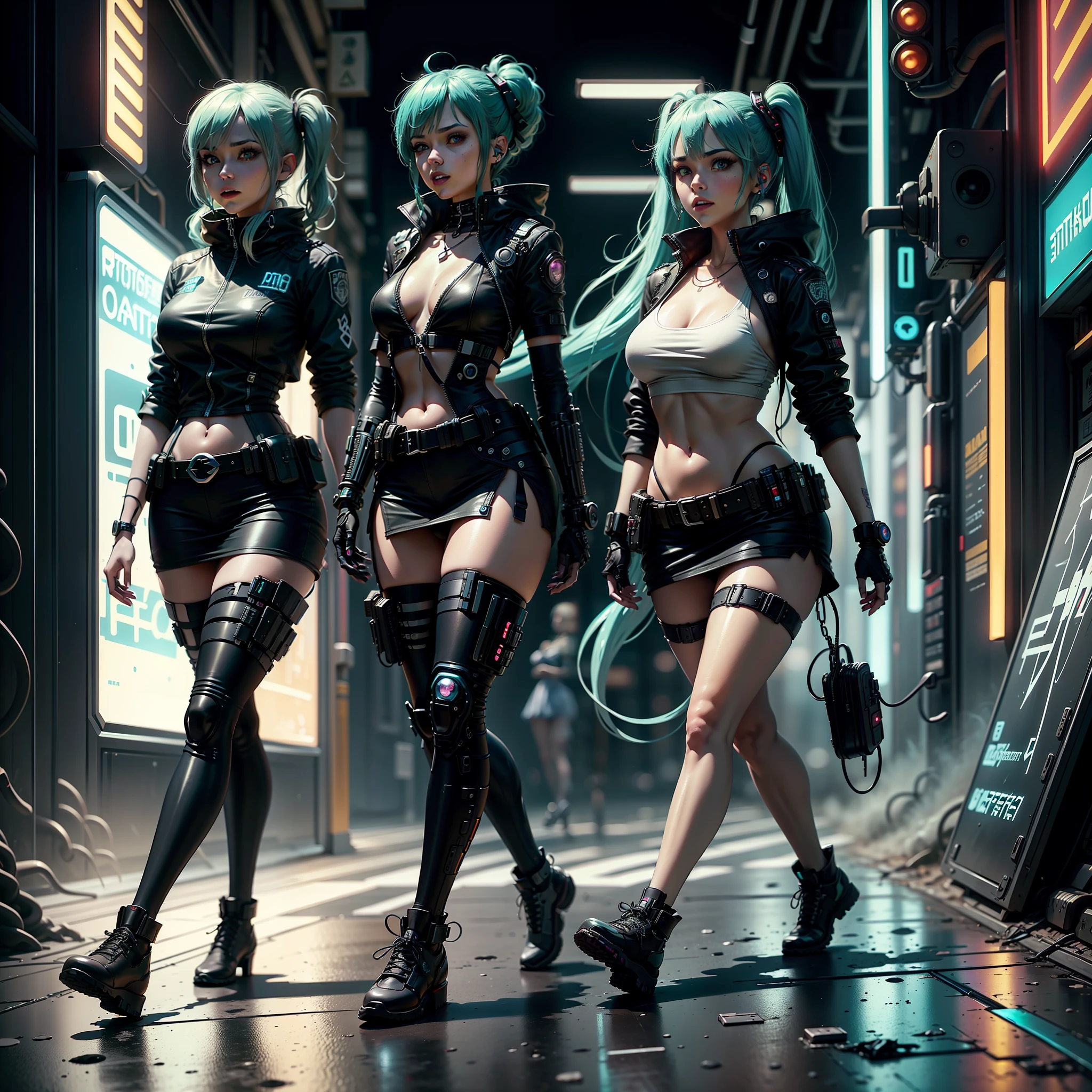 woman in police uniform walking down a street, Hatsune Miku cosplay, female cyberpunk anime girl, cyberpunk anime, cyberpunk anime girl, anime cosplay, cyberpunk girl, anime girl in real life, cyberpunk streets in, cyberpunk style, cyberpunk outfit, has cyberpunk style, oppai cyberpunk, full cosplay --auto