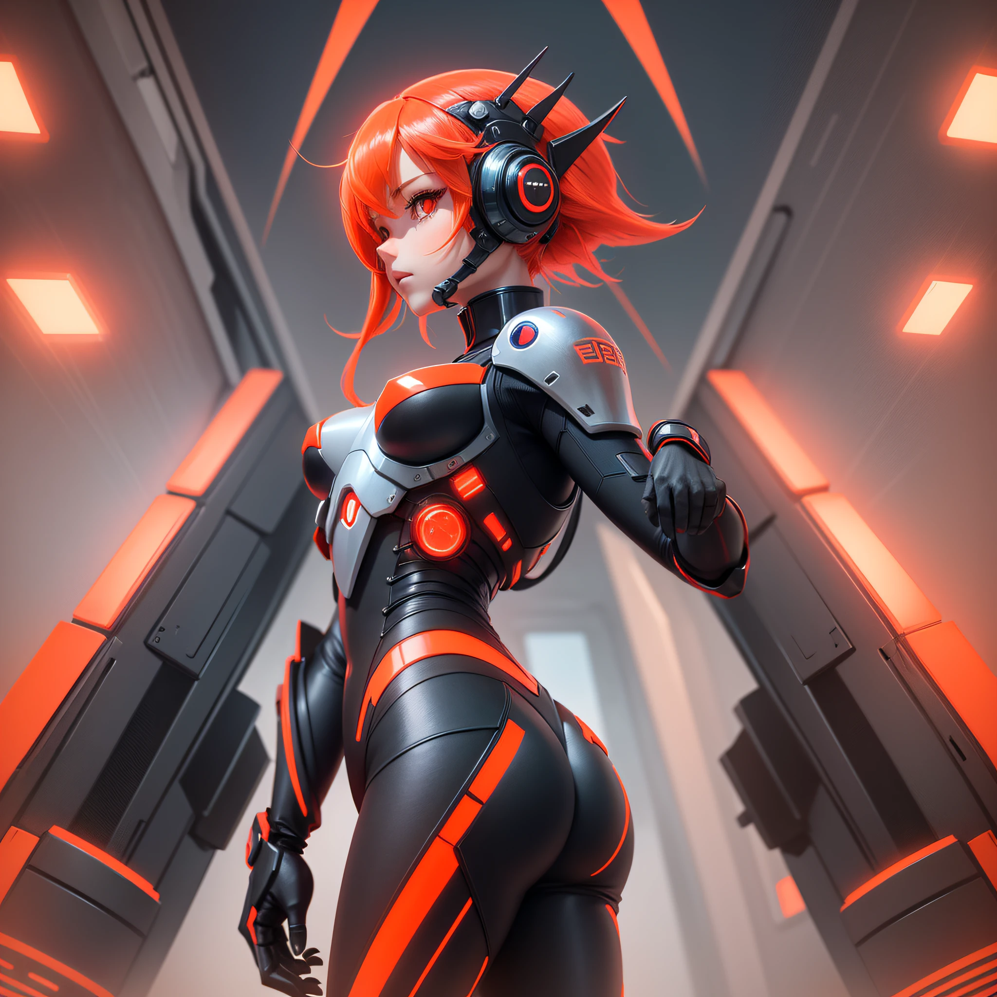 She is a robot boy,red color,in a futuristic world, with orange sky, minimalist, fiction, mega_man_zero, --auto --s2