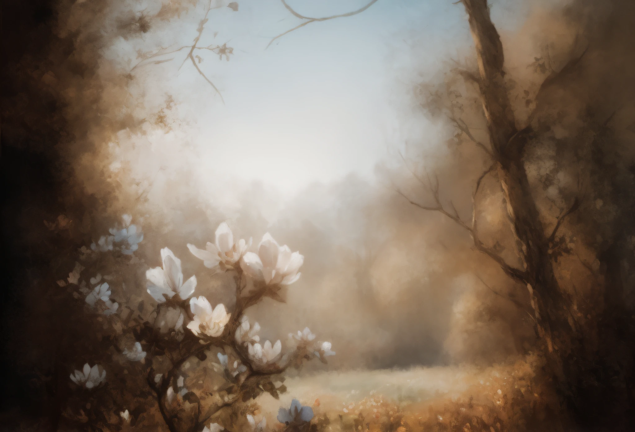 painting of a painting of a field with a tree and a bird, soft, atmospheric digital painting. digital painting, dreamy landscape, digital oil painting, #1 digital painting of all time, #1 digital painting of all time, digital oil painting, in the style of an oil painting, elegant digital painting, inspired by Asher Brown Durand, in stunning digital painting, digital fine art background, overlay, photoshop