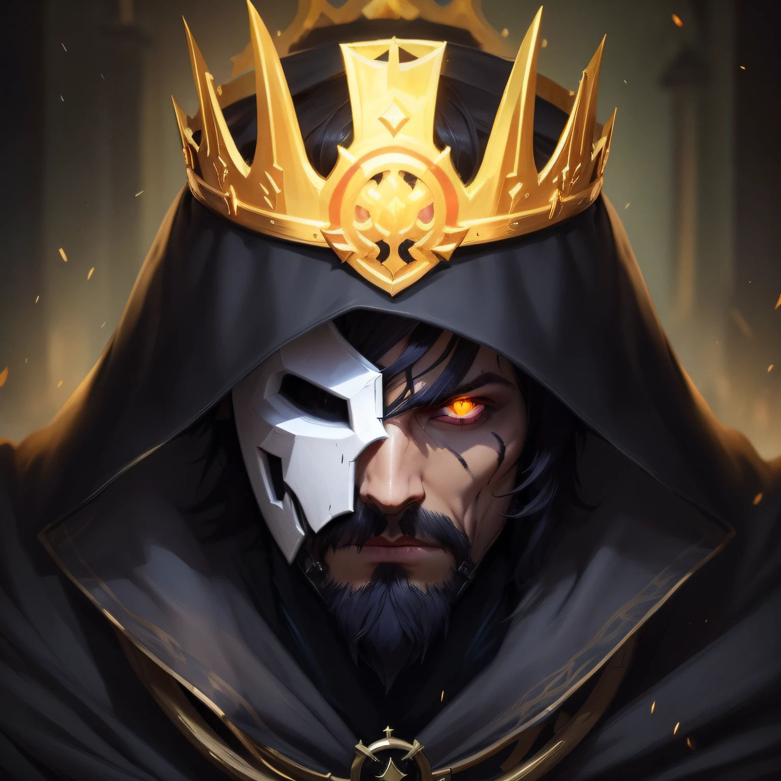 a close up of a man wearing a crown and a black robe, king of time reaper, discord profile picture, profile picture 1024px, avatar image, epic game portrait, corvo attano, portrait of emperor of mankind, ainz ooal gown, epic rpg portrait, thertrevkaiser, zenra taliyah, painted portrait of mordekaiser