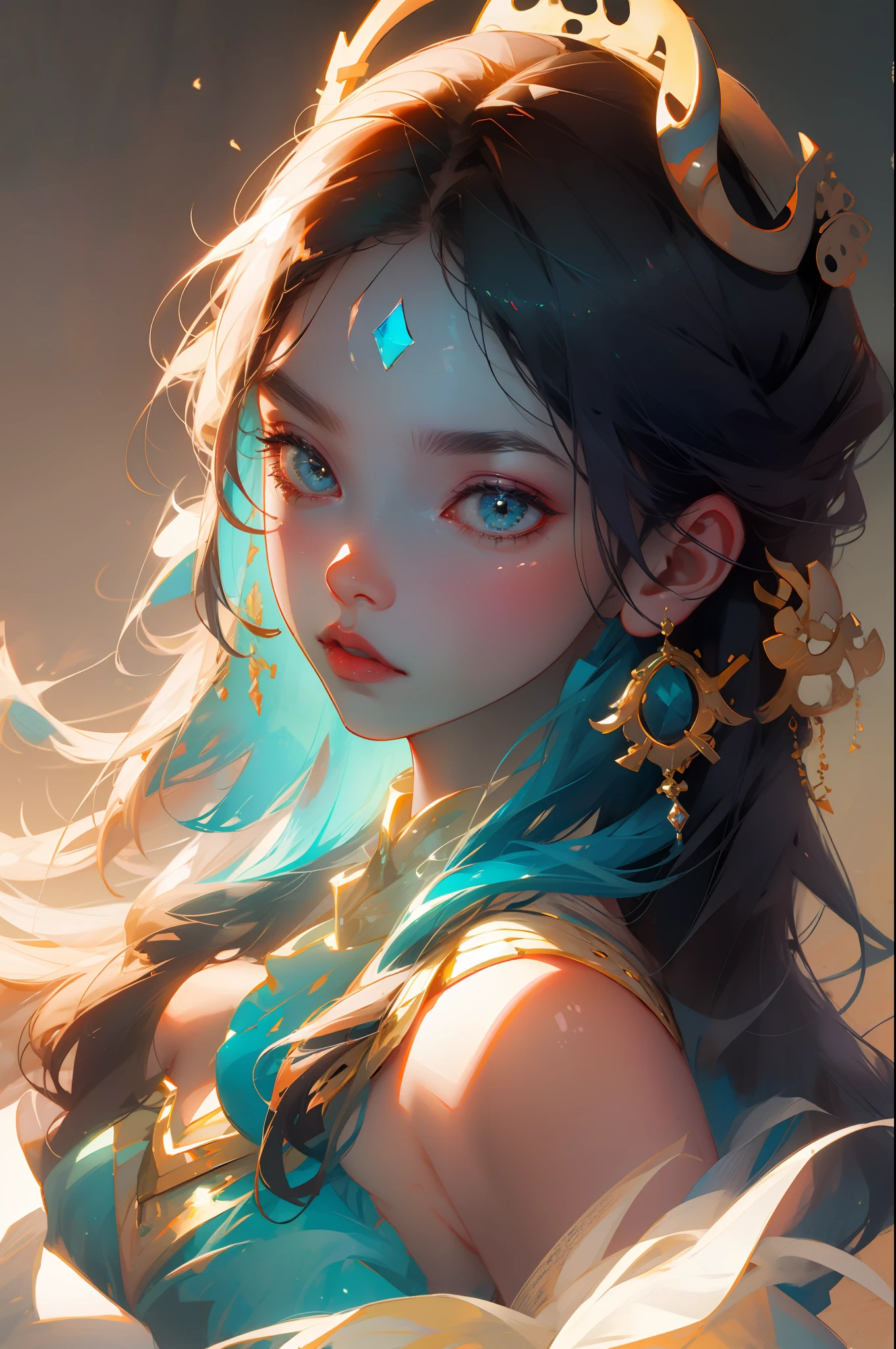 Girl avatar, perfect light, perfect details, colorful background