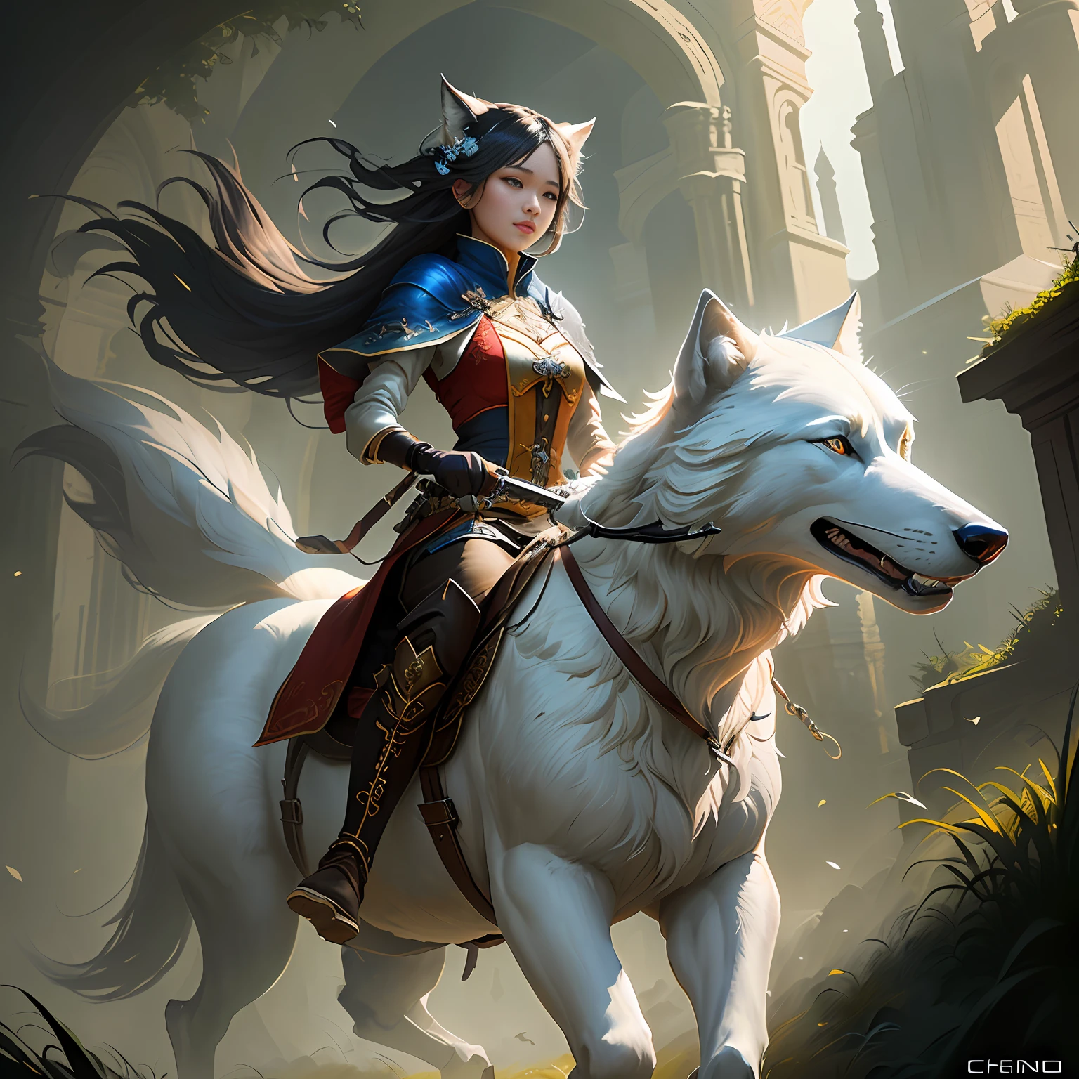 "Riding a Big White Wolf", CGSOCIETY, Fantasy Art Behans, Pan Chengwei on ArtStation, Fantasy Art Style, [CGSOCIETY Trends]!, Deviantart artstation cgscosiety