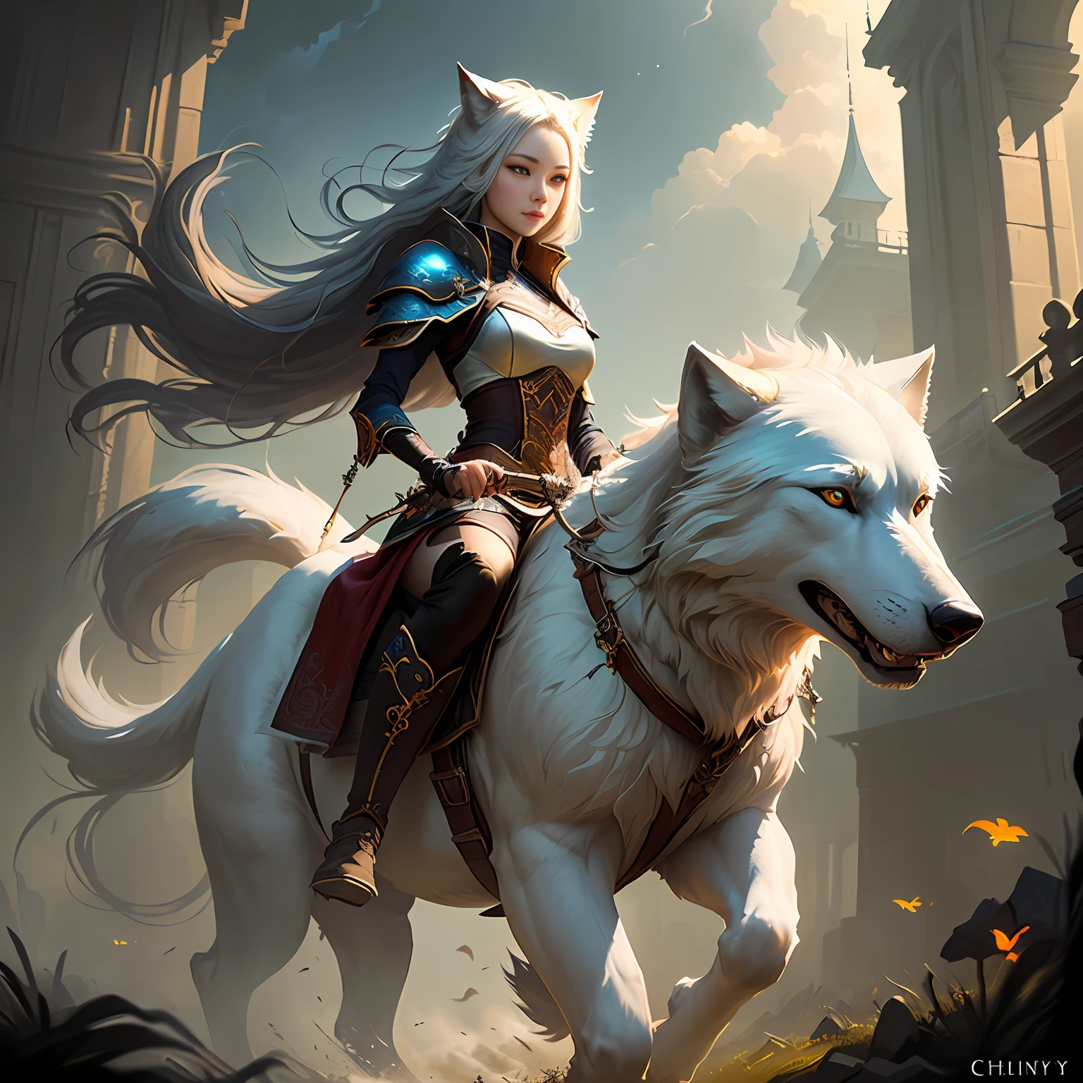 "Riding a Big White Wolf", CGSOCIETY, Fantasy Art Behans, Pan Chengwei on ArtStation, Fantasy Art Style, [CGSOCIETY Trends]!, Deviantart artstation cgscosiety