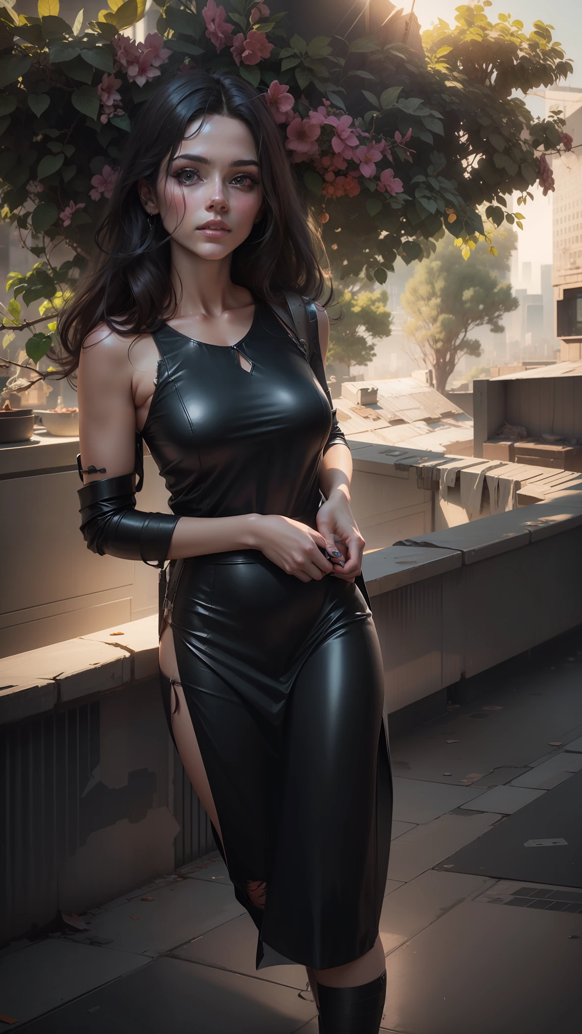Change background cyberpunk beautiful girl, realistic face, 8k, ultra realistic