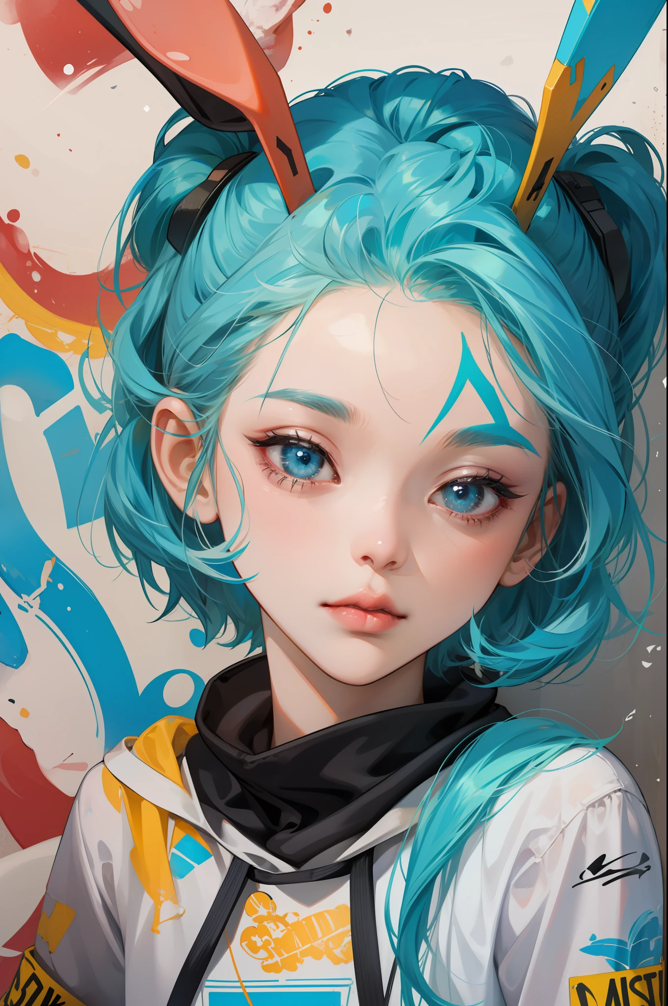 1 cute little girl avatar, graffiti art, perfect light, delicate face