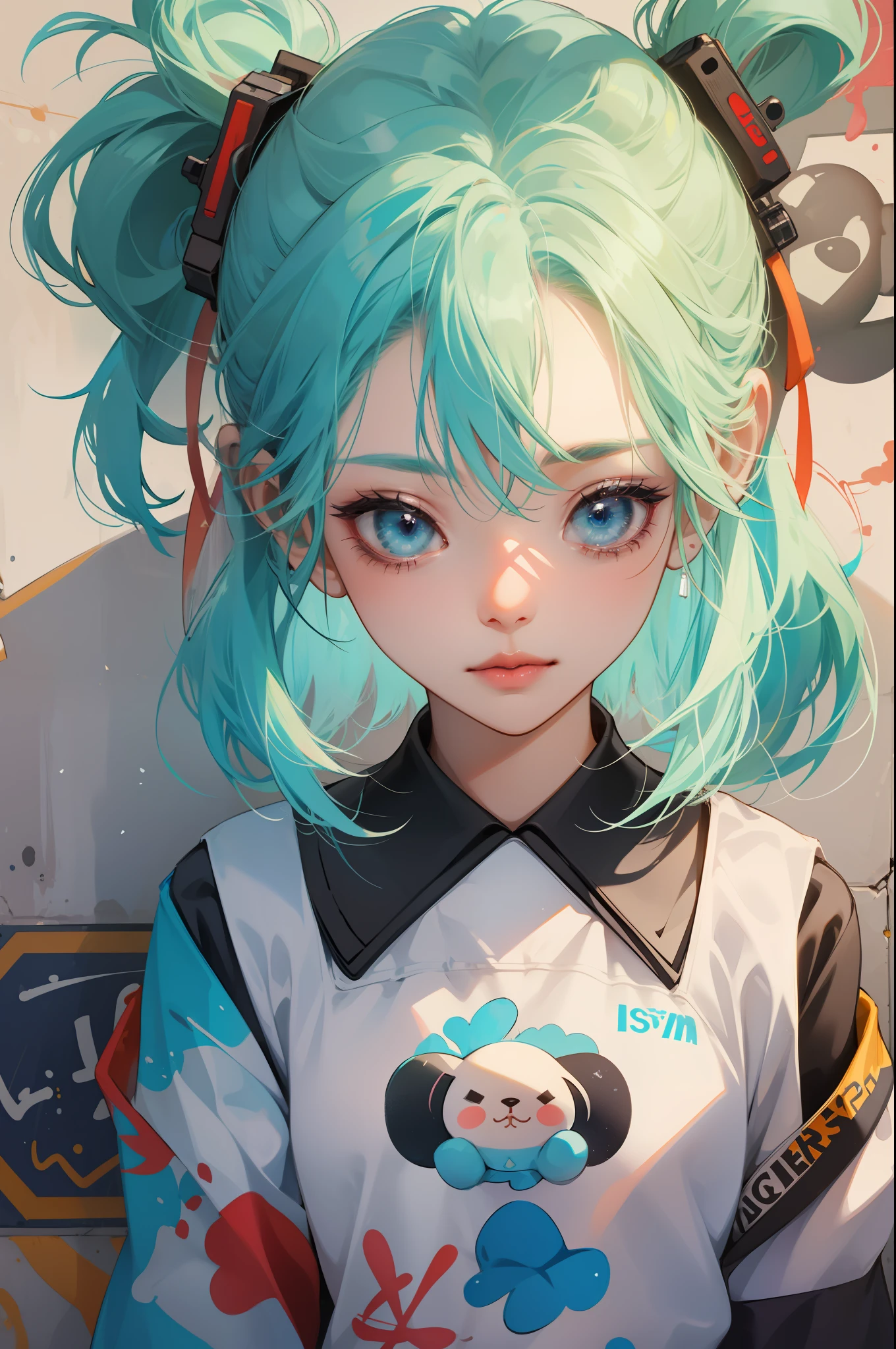 1 cute little girl avatar, graffiti art, perfect light, delicate face