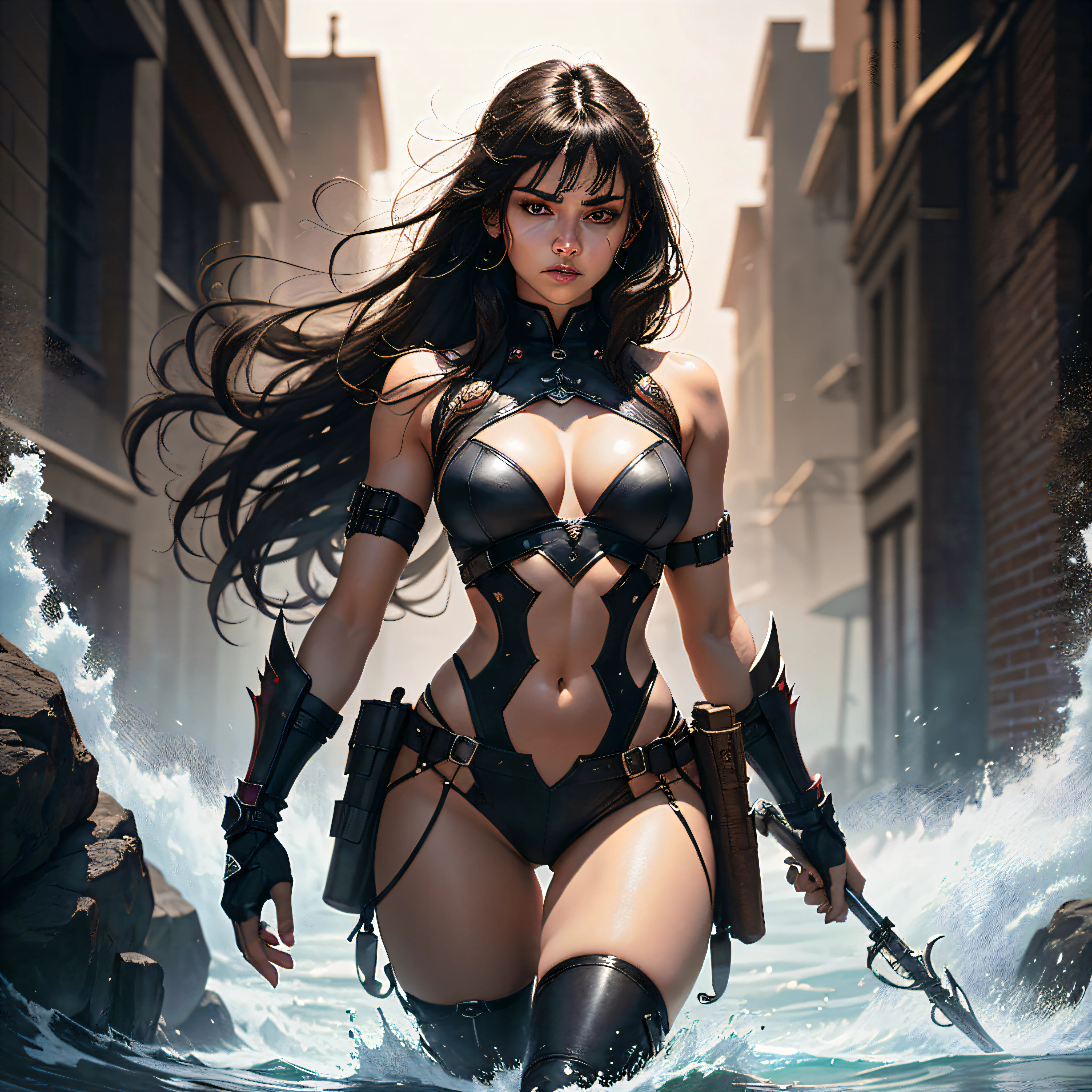 Step into a realm where the legendary warrior Rambo takes on a mesmerizing new form as a captivating female version. This extraordinary art prompt reimagines the iconic figure with a breathtaking twist, blending feminine allure with an unwavering spirit of resilience and strength. She wields a formidable machine gun, showcasing her prowess and unwavering determination.
In this captivating portrayal, the female Rambo stands tall, radiating an aura of fierce independence and raw power. Her eyes, ablaze with unwavering focus, reflect a fierce determination to protect and overcome any obstacle in her path. The artist's skillful brushstrokes capture the intricacies of her transformation, seamlessly merging beauty and ferocity into a captivating whole.
Adorned in a combination of tactical gear and subtly crafted armor, the female Rambo emanates an air of invincibility. Each detail of her appearance is meticulously designed, showcasing a harmonious blend of strength and beauty. Her flowing locks cascade around her, echoing the untamed spirit that defines her warrior nature.
Immerse yourself in this extraordinary artistic journey and be captivated by the beguiling female incarnation of Rambo. Experience the adrenaline-fueled thrill of her battles, the unwavering resilience that defines her character, and the magnetic allure that emanates from her very being. This art prompt invites you to celebrate the empowering vision of a beautiful and fiercely capable female Rambo, where beauty and tenacity intertwine to create a truly captivating and inspirational character. --auto