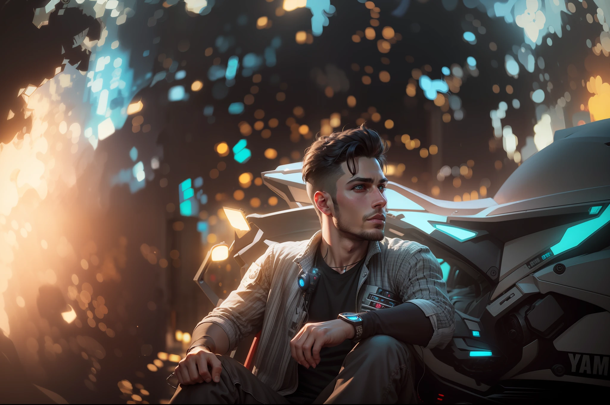 Change background cyberpunk handsome boy, realistic face, 8k, ultra realistic