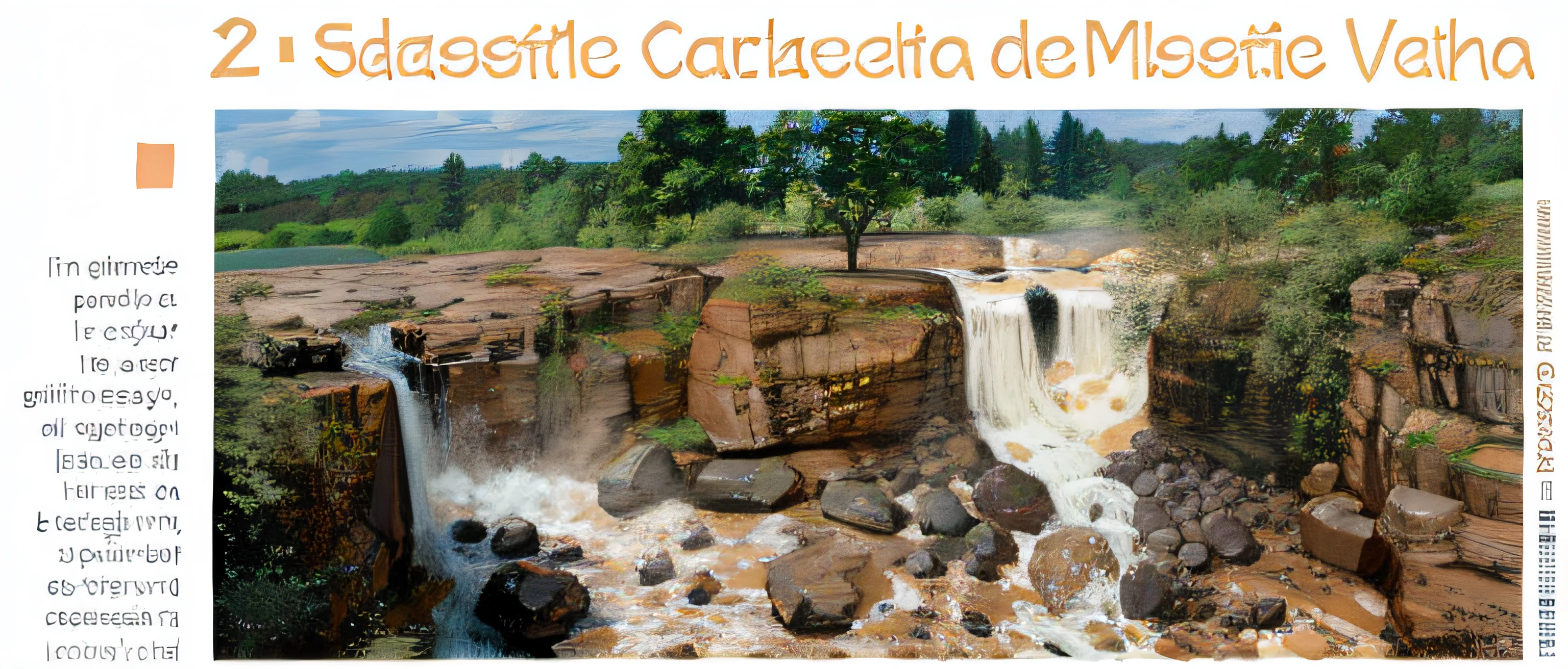 cartoon style waterfall, strong colors and contoured