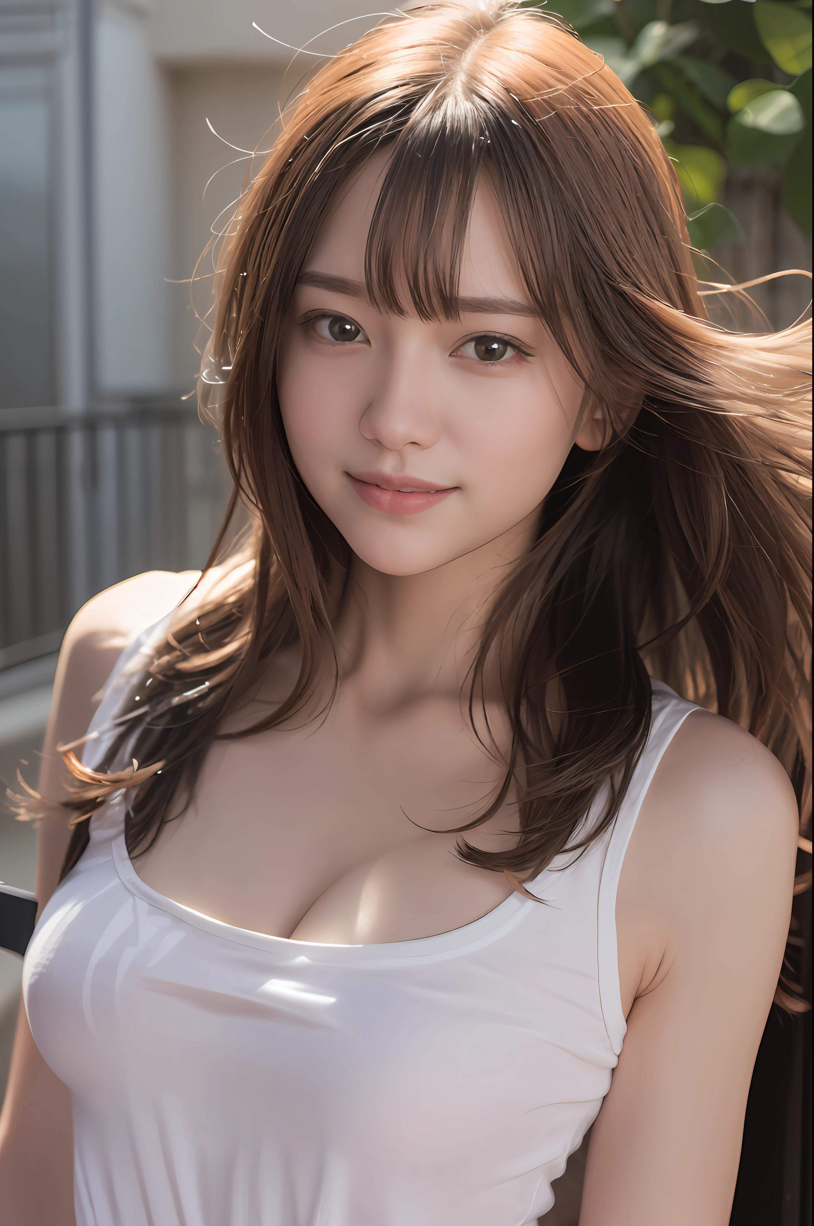 (8K, Best Quality, Masterpiece: 1.2), (Realistic, Photorealistic: 1.37), Super Detail, 1 Girl, Pretty, Solo, (Red Nose), (Smile: 1.15), (Mouth Closed) ) small breasts, beautiful eyes, (long hair: 1.2), floating hair Novafrog style, upper body
