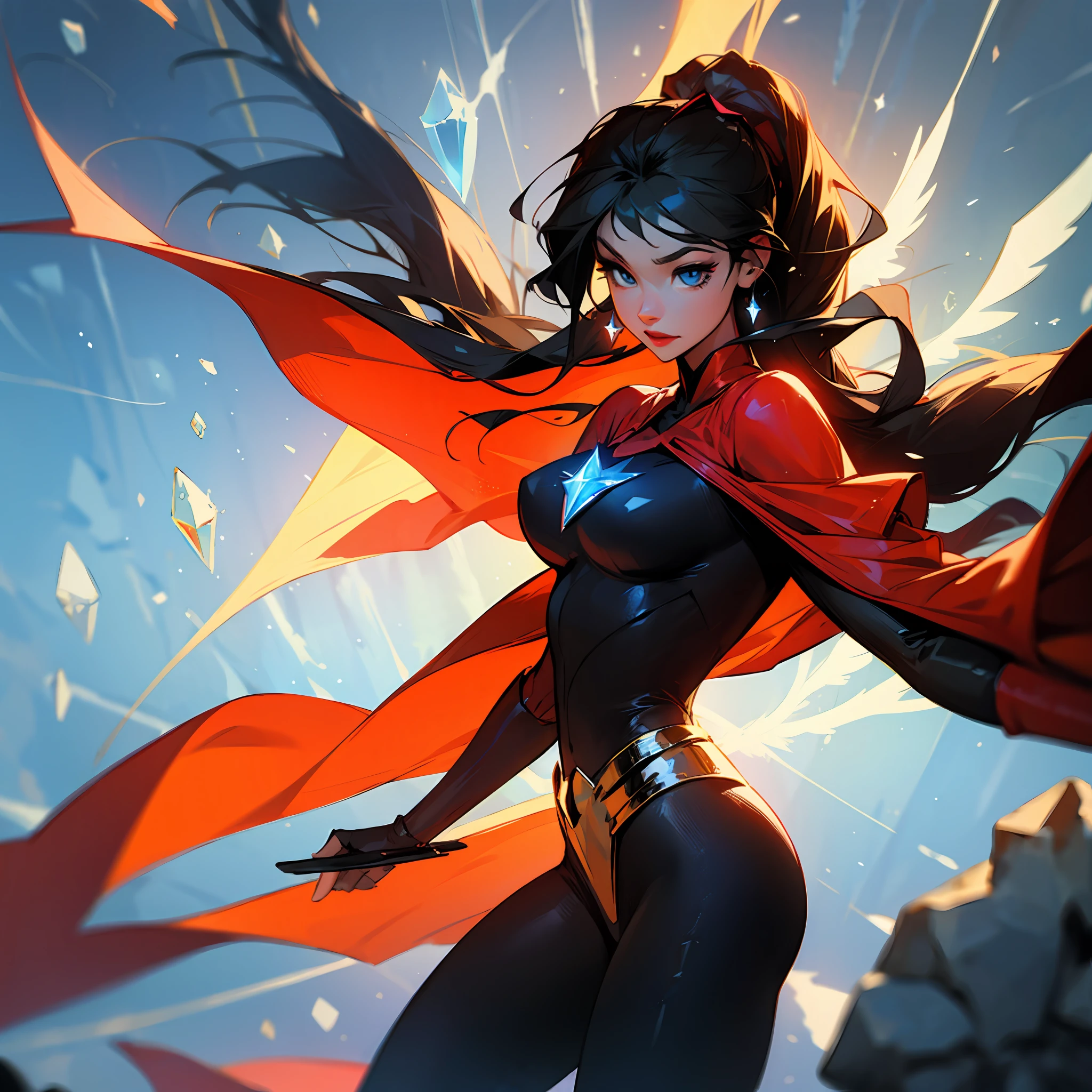 Black superheroine with crystal wings --auto