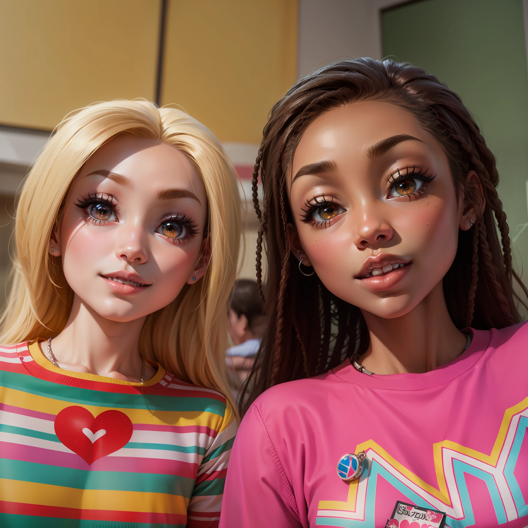 anime, manga style, barbie doll in style, black skin, big lips and cute teeth, curly braided head, best quality -- --auto