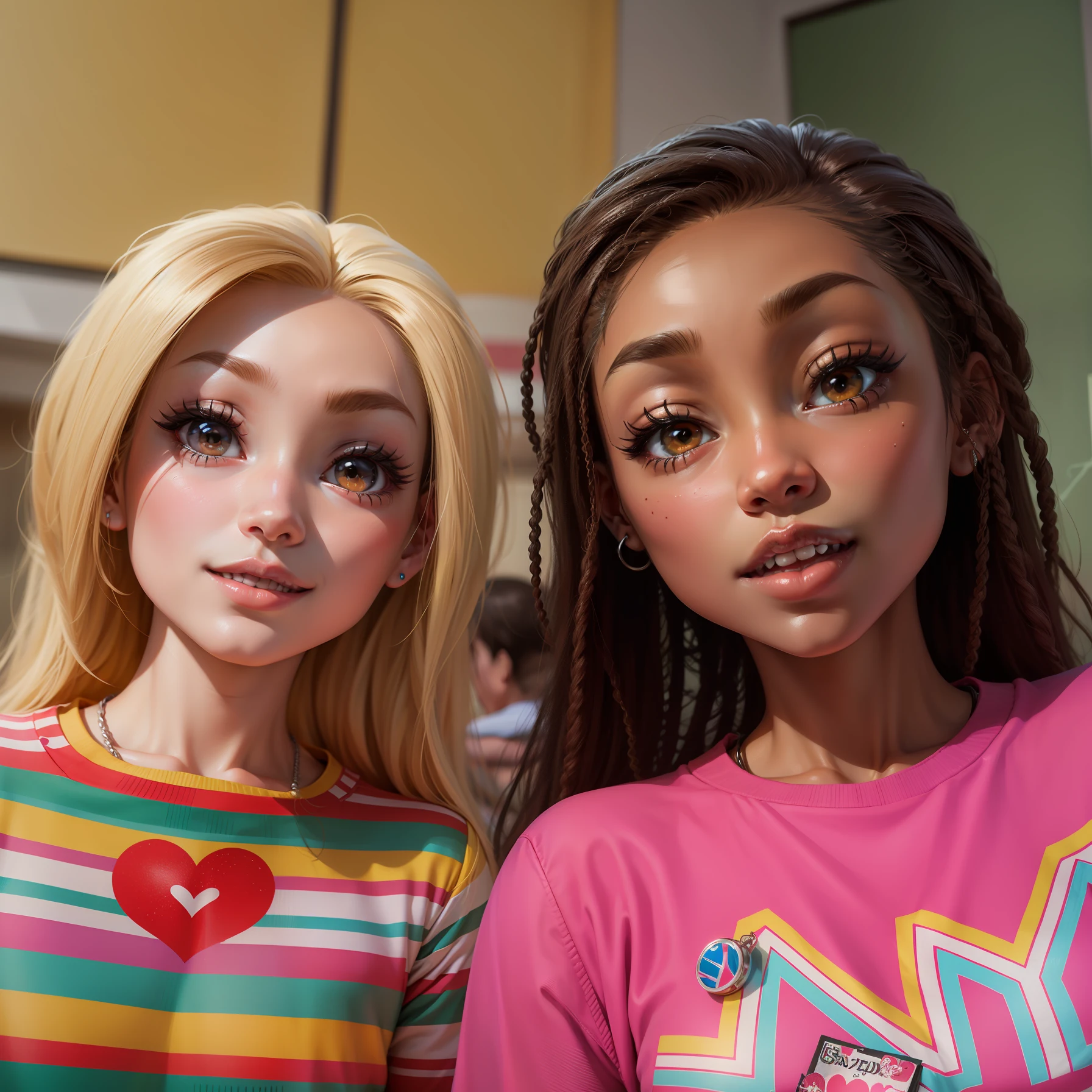 anime, manga style, barbie doll in style, black skin, big lips and cute teeth, curly braided head, best quality -- --auto