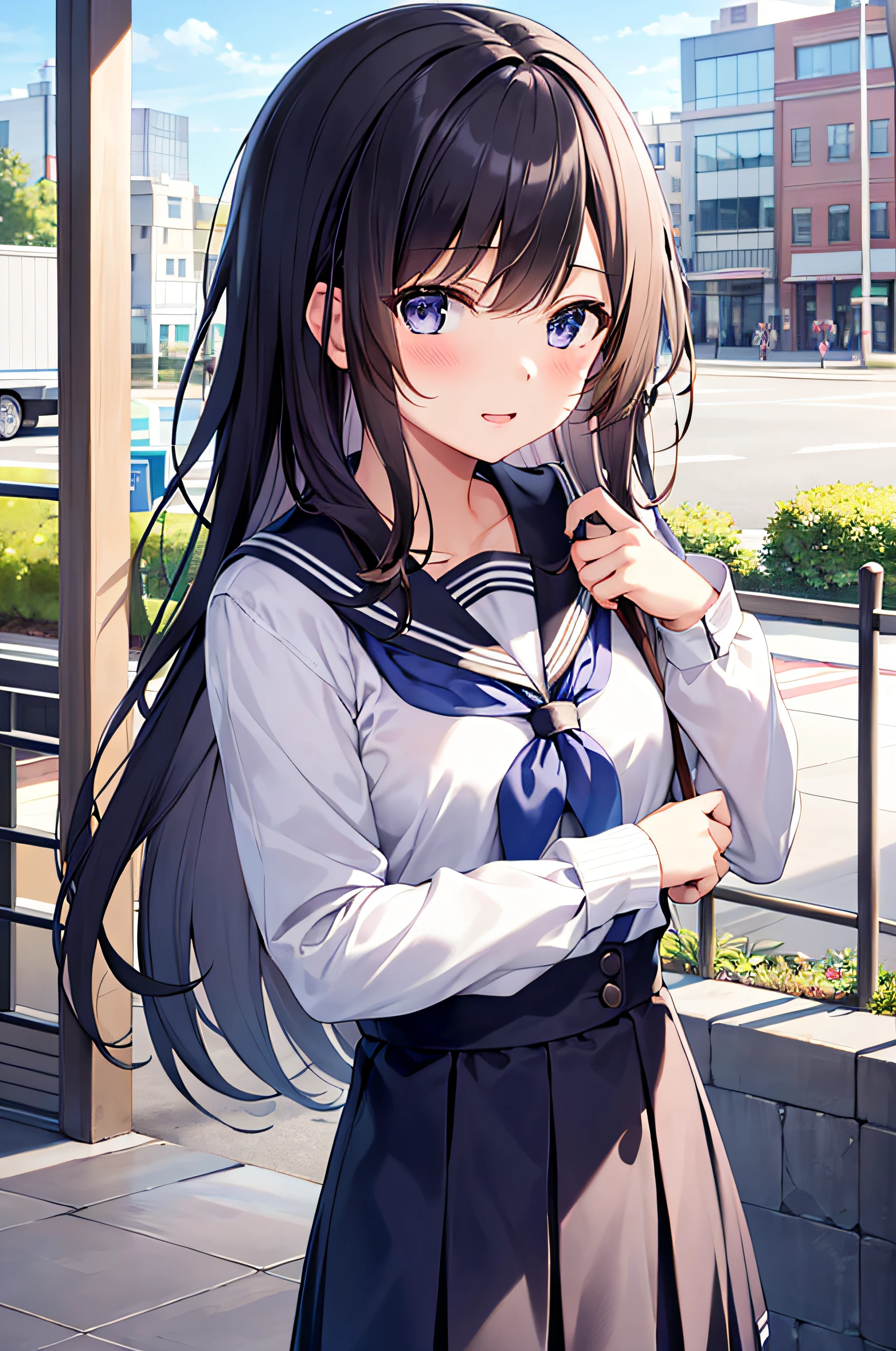 {Masterpiece}, {Best Quality},1 Girl,school_uniform,夏凪氚