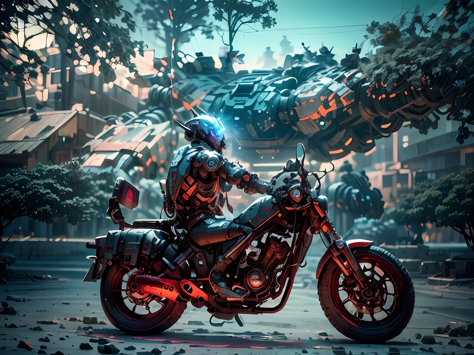 Red and blue, Optimus Prime,(1mechanical boy),solo,Cyberpunk city setting,Mech helmet, robot,A glowing mech,((ultra realistic details)), portrait, global illumination, shadows, octane render,8k, ultra sharp,metal,intricate, ornaments detailed, cold colors, egypician detail, highly intricate details, realistic light, trending on cgsociety, glowing eyes, neon details, machanical limbs,bloo