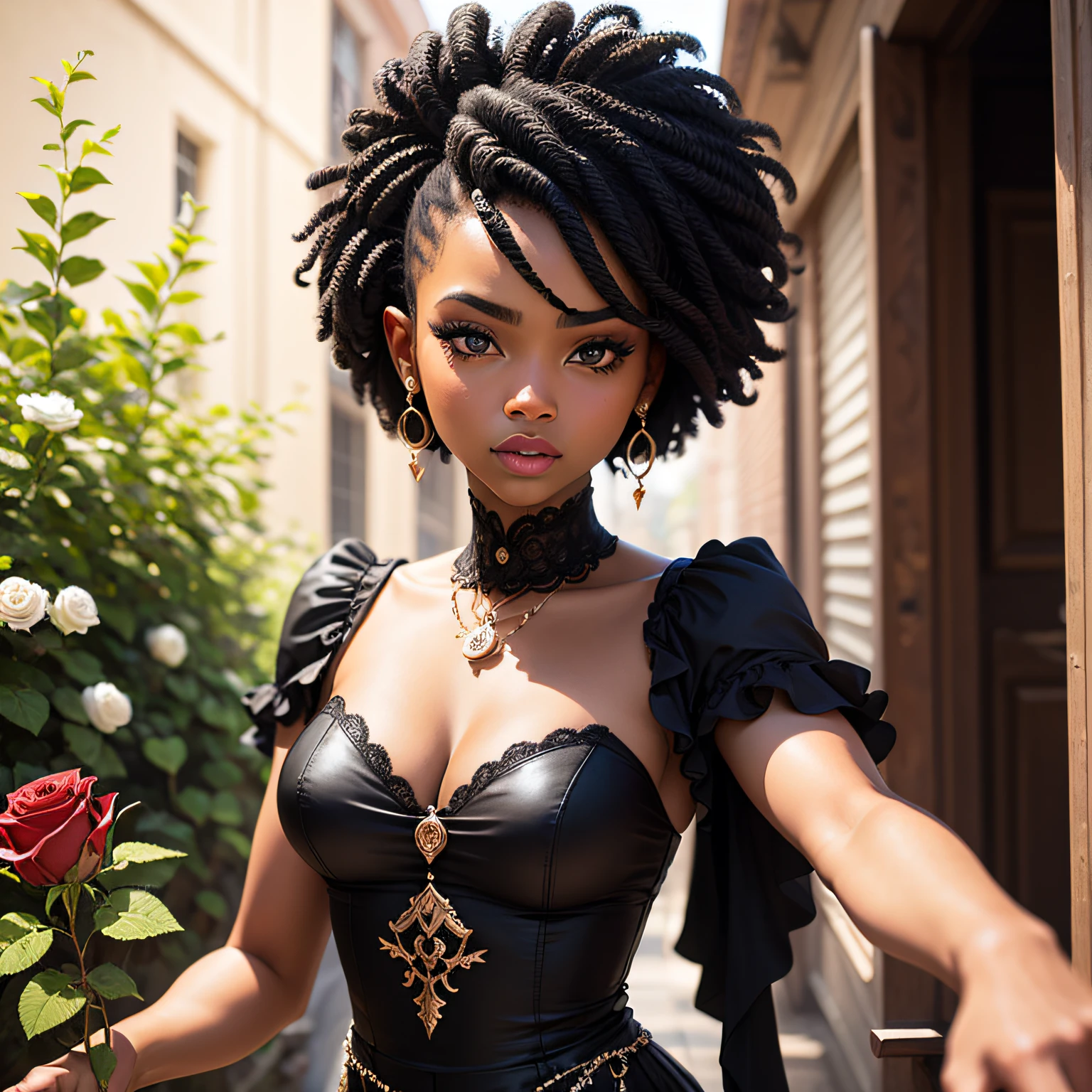 a rose personified as a black woman --auto