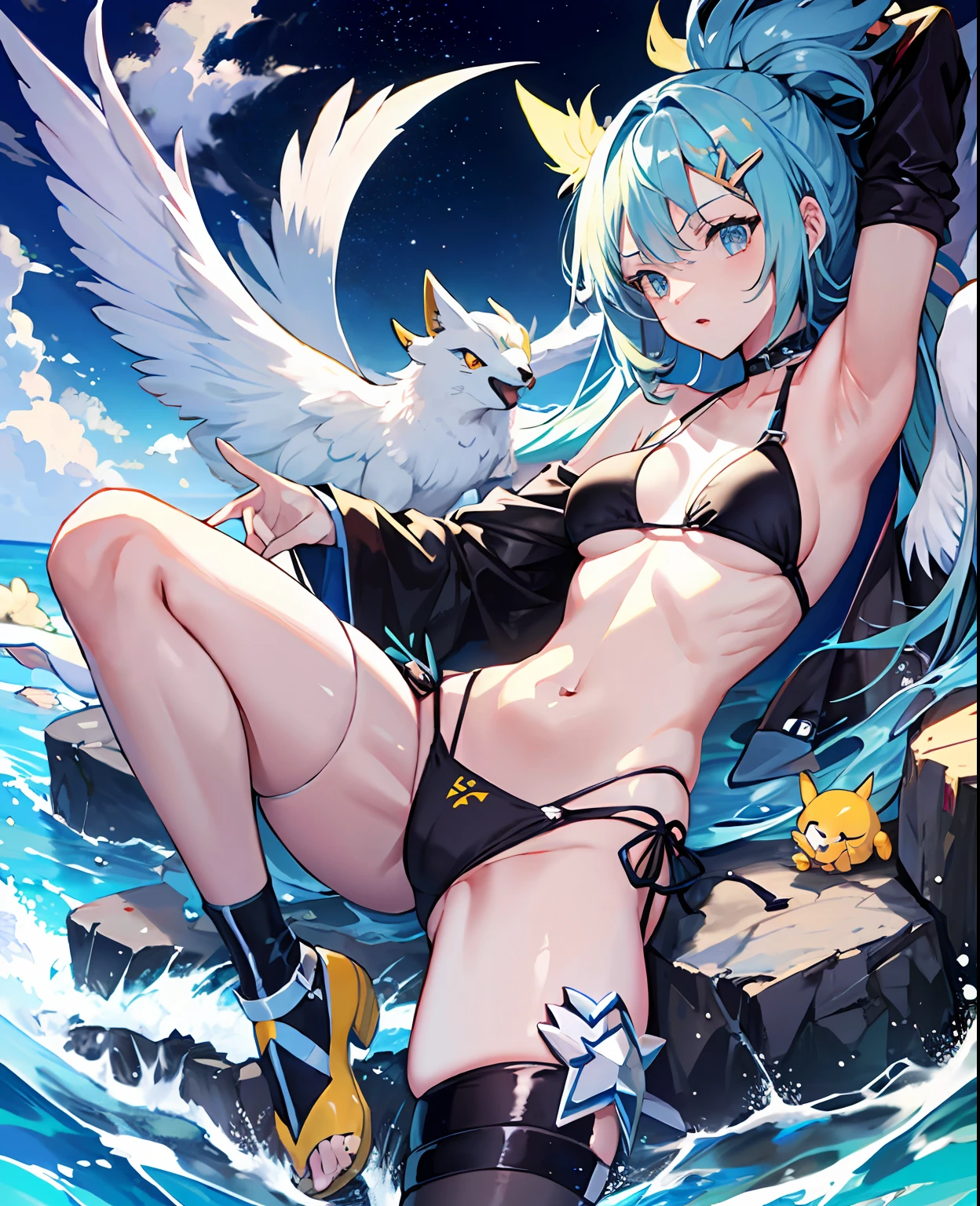 Digimon, celestial beasts, bikinis, thongs, leg loops, stockings, shoes