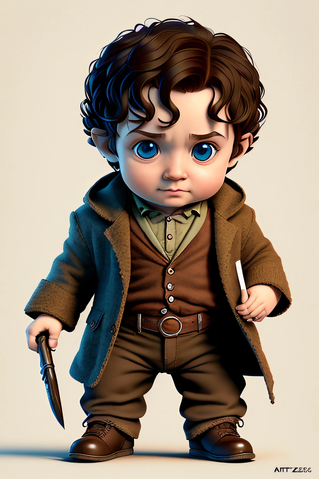 (cbzbb:1.25), portrait of cutest frodo baggins  illustration, artstation, CGI_Animation,