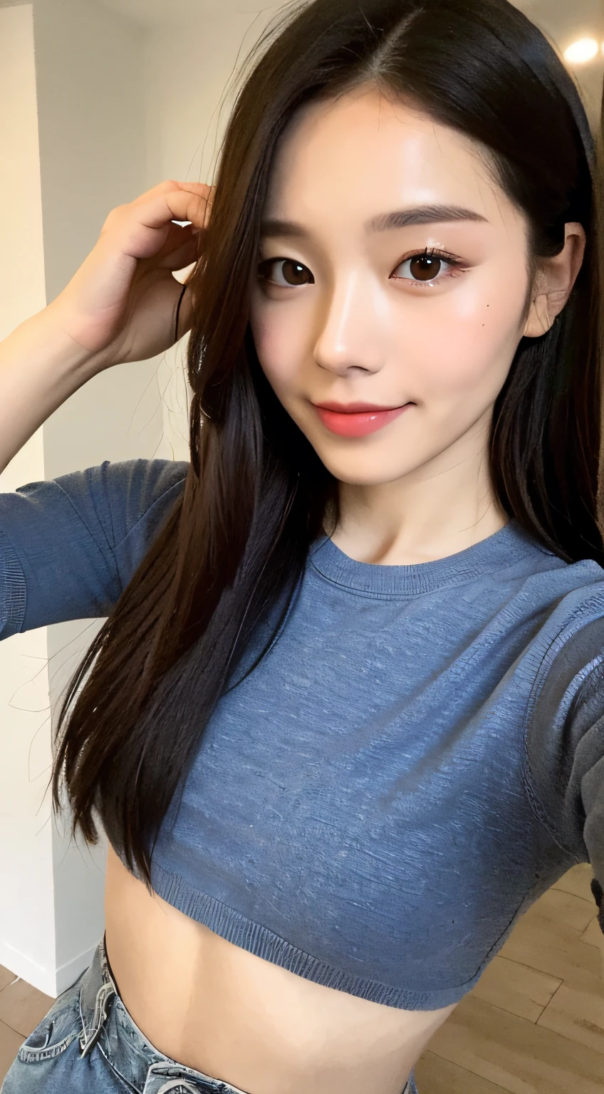 ((Best Quality, 8K, Masterpiece: 1.3)), 1 Girl, Slim Abs Beauty: 1.3, (Hairstyle Casual, Small: 1.2), Super Slender Face, Delicate Eyes, Double Eyelids, Smile, Home, City, Out