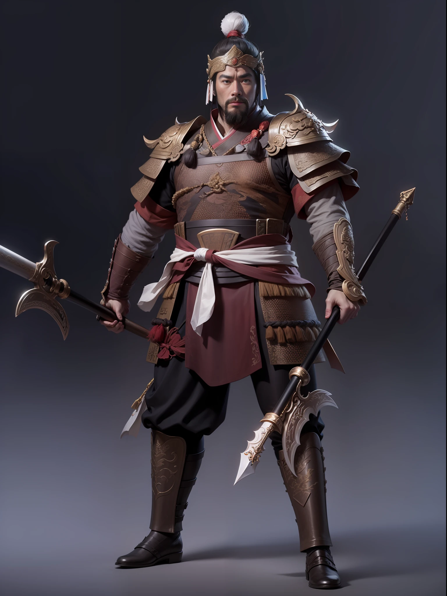 Masterpiece, highest quality, highest resolution, image of Dian Wei in the Romance of the Three Kingdoms, holding two large halberds --auto