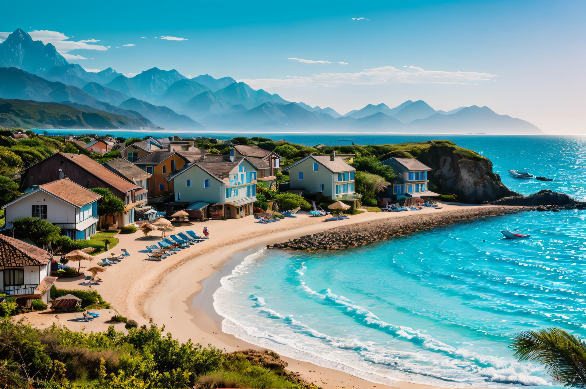 Travel magazine style and beautiful seaside village National Geographic style blend, Canon 5D, 35mm, 8K, astounding realism, (8K, best quality), super detail, beautiful detail, photoreal --auto