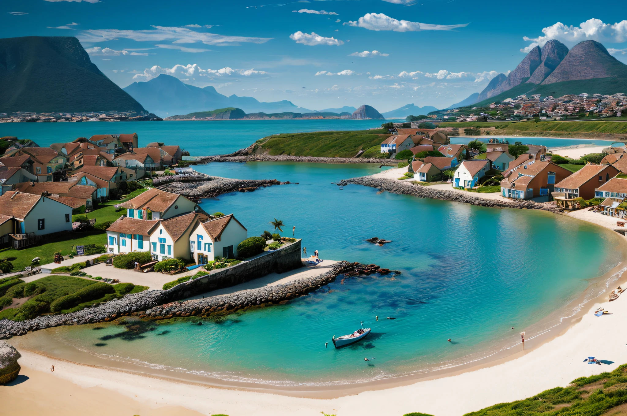 Travel magazine style and beautiful seaside village National Geographic style blend, Canon 5D, 35mm, 8K, astounding realism, (8K, best quality), super detail, beautiful detail, photoreal --auto