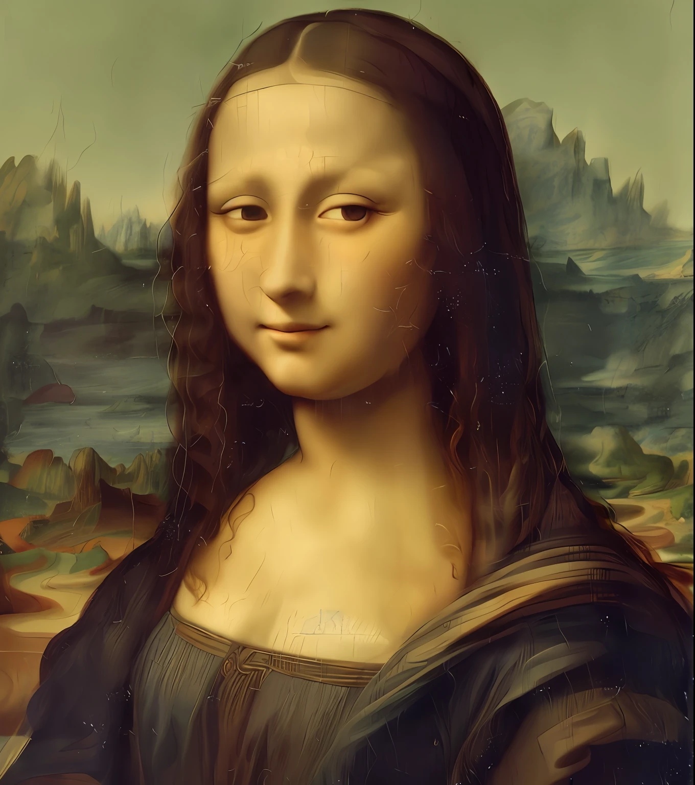 arafed painting of a woman with a long red hair, mona lisa painting, portrait of the mona lisa, painting of mona lisa, the mona lisa, mona lisa, ((the mona lisa)), leonardo da vinci), monalisa, mona lisa style, mona lisa as a real person, by Leonardo da Vinci, similar to the mona lisa