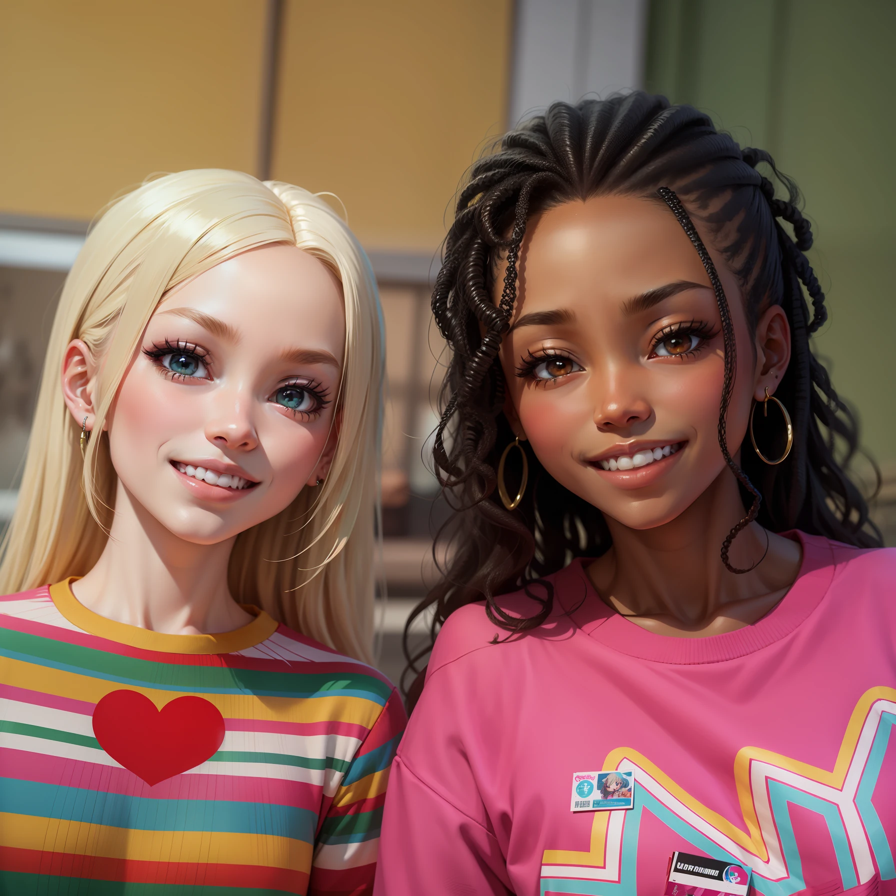 anime, manga style, barbie doll in style, happy, black skin and curly braided hair, almost dreads, brown eyes, perfect and symmetrical teeth, best quality -- --auto