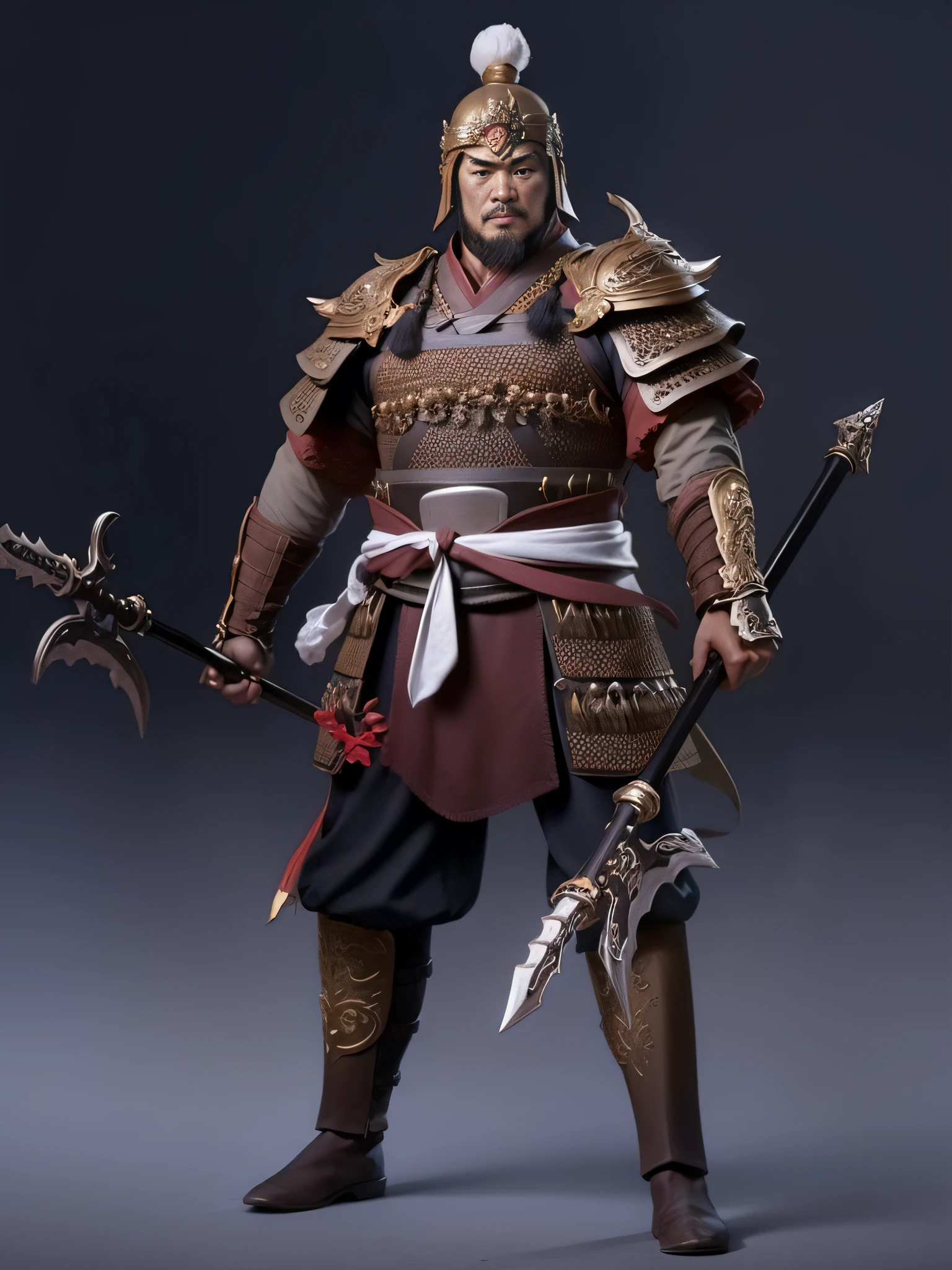 Masterpiece, highest quality, highest resolution, image of Dian Wei in the Romance of the Three Kingdoms, holding two large halberds --auto