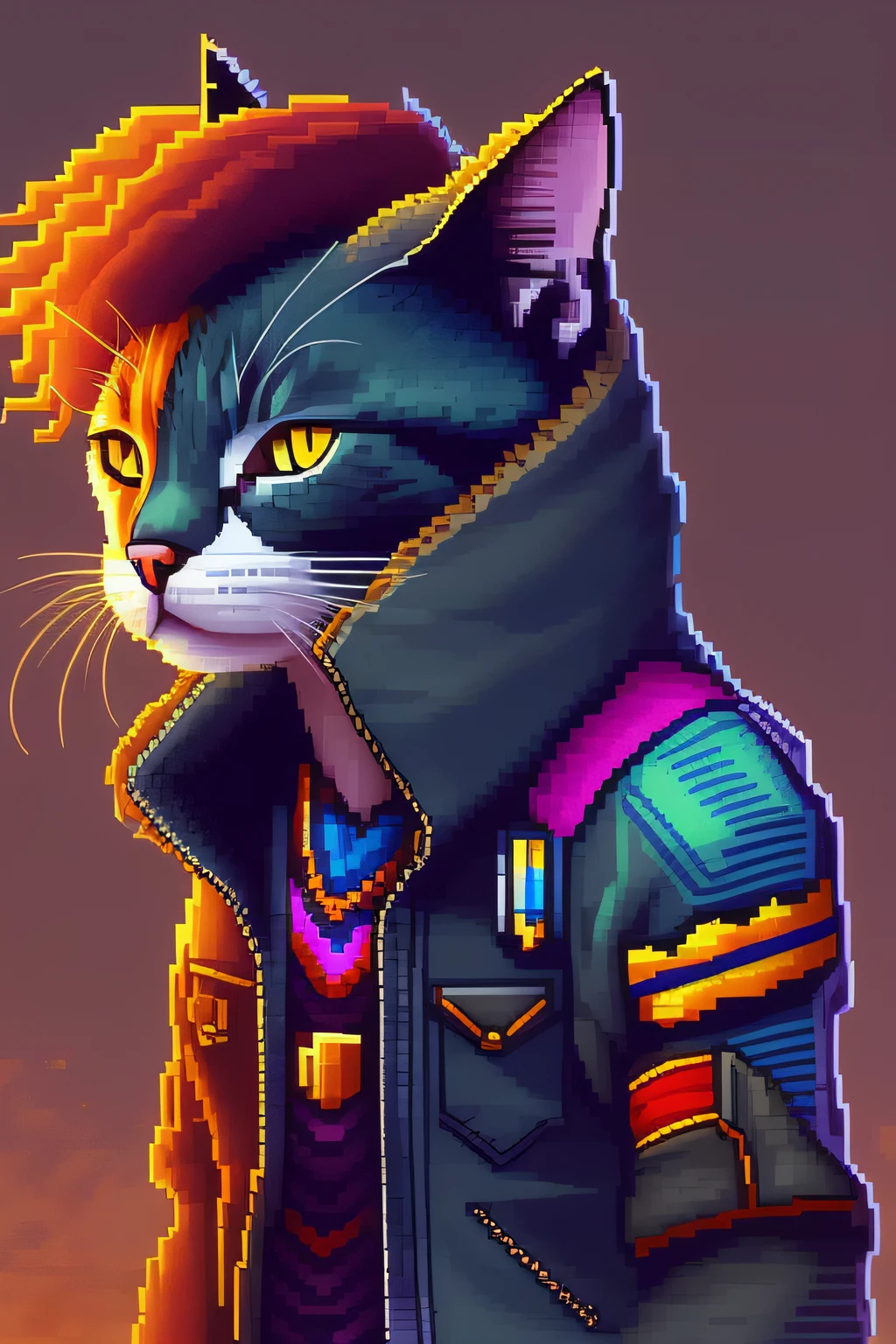 Cat with beachwear, pixel art, 8bit