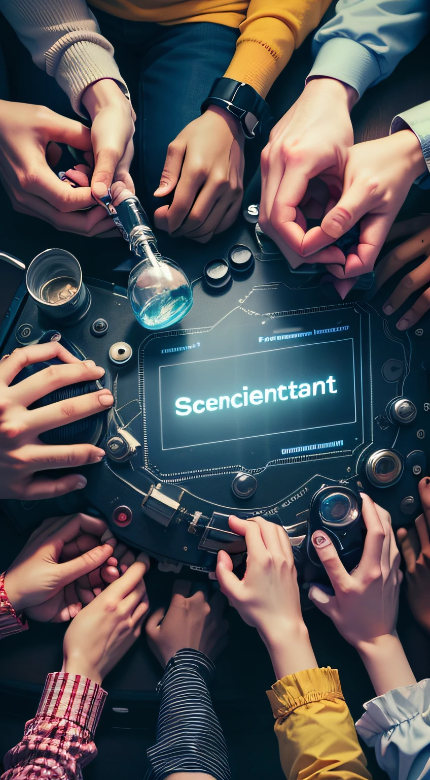 Scientists and teamwork: Use a photo showing scientists and team members working together to highlight the teamwork and collaboration of your company --auto