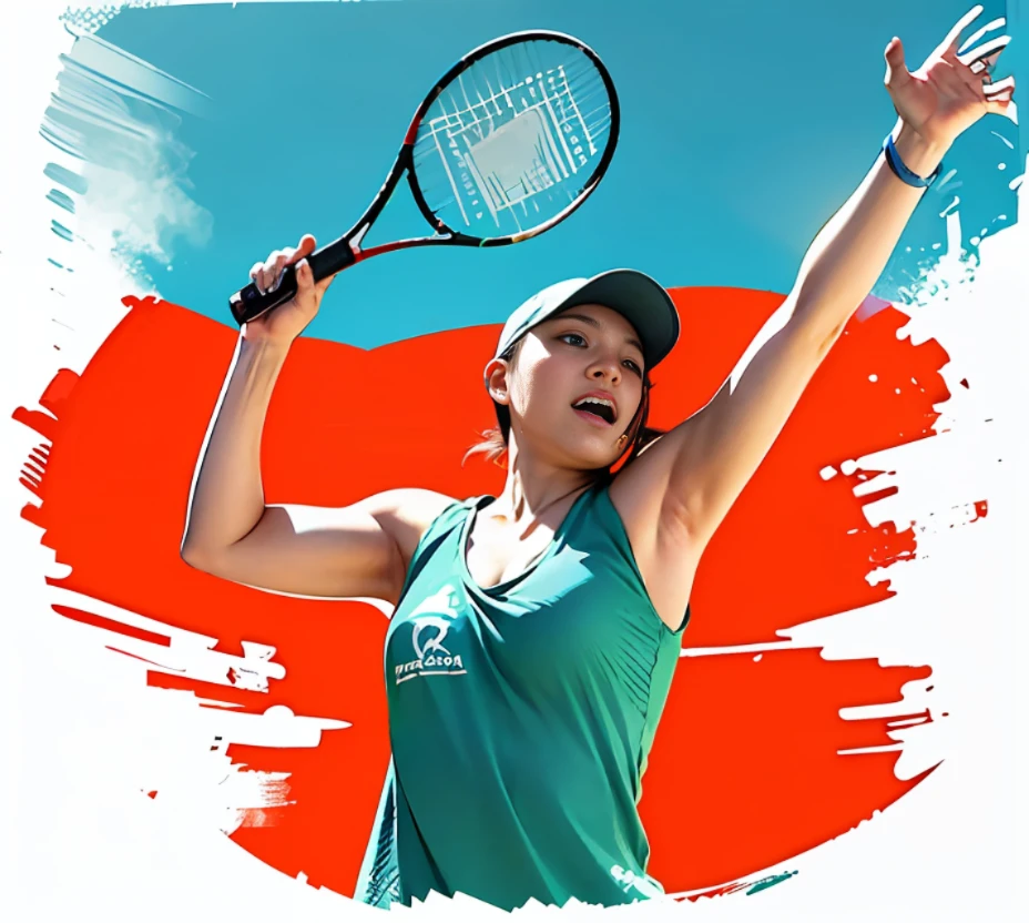 woman in blue shirt and visor playing tennis with racket, detailed face, young, 28 years old, beautiful, caucasian, beach tennis, a girl playing tennis, on a light background, sand, shaded, Simona SBAFFI is the captain, rower and ball, beach volleyball player, , bottom shot, woman, inspired by Hans Mertens, seen from below, against light background sand, 💣 💥 💣 💥💣 💥 Petrovic Mine