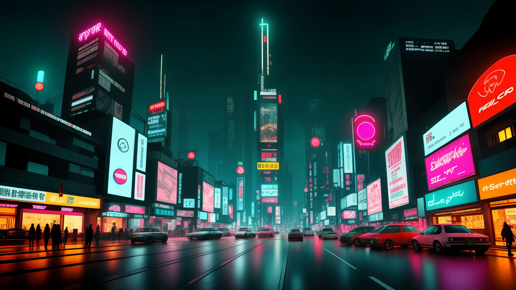 arafed city street with neon signs and cars on a rainy night, hyper realistic cyberpunk city, hyper-realistic cyberpunk style, cinematic neon matte painting, futuristic cyberpunk tokyo night, cyberpunk city street, cyberpunk streets at night, in cyberpunk city, cyberpunk in a cyberpunk city, cyberpunk street, cyberpunk art style, cyberpunk neon lights, in a futuristic cyberpunk city, cyberpunk city