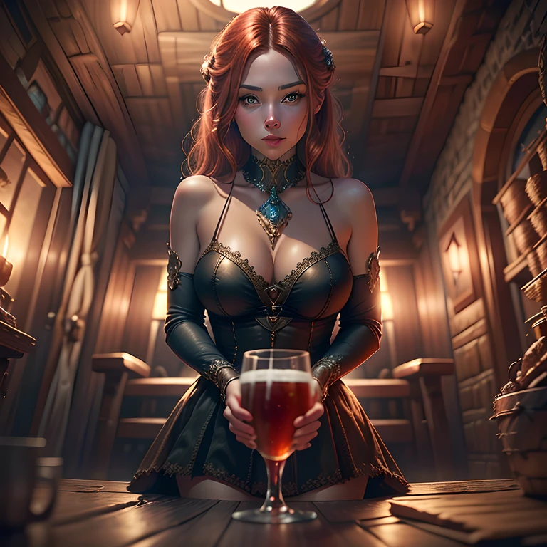 beautiful ginger women in detailed dress at cozy Yacht, air above hair, IPA award wining, masterpiece, at sunset, spectacular view