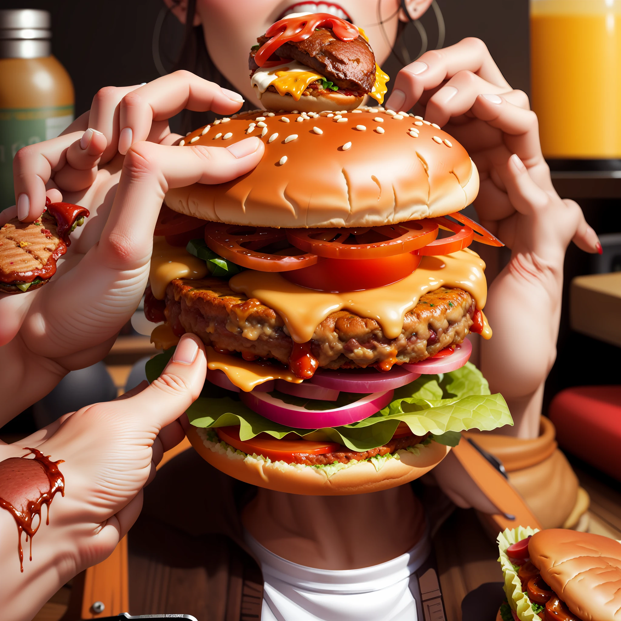 Zombie eating hamburger