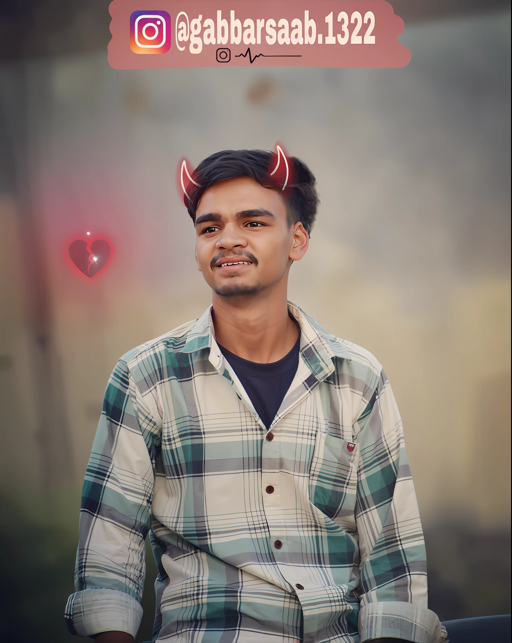 there is a man with horns on his head sitting down, with horns, with accurate face, portait photo profile picture, very accurate photo, with lovely look, very very low quality picture, facebook profile picture, candid picture, photoshoped, edited in photoshop, made with photoshop, spooky filter, roshan, portrait shot 8 k, awesome greate composition