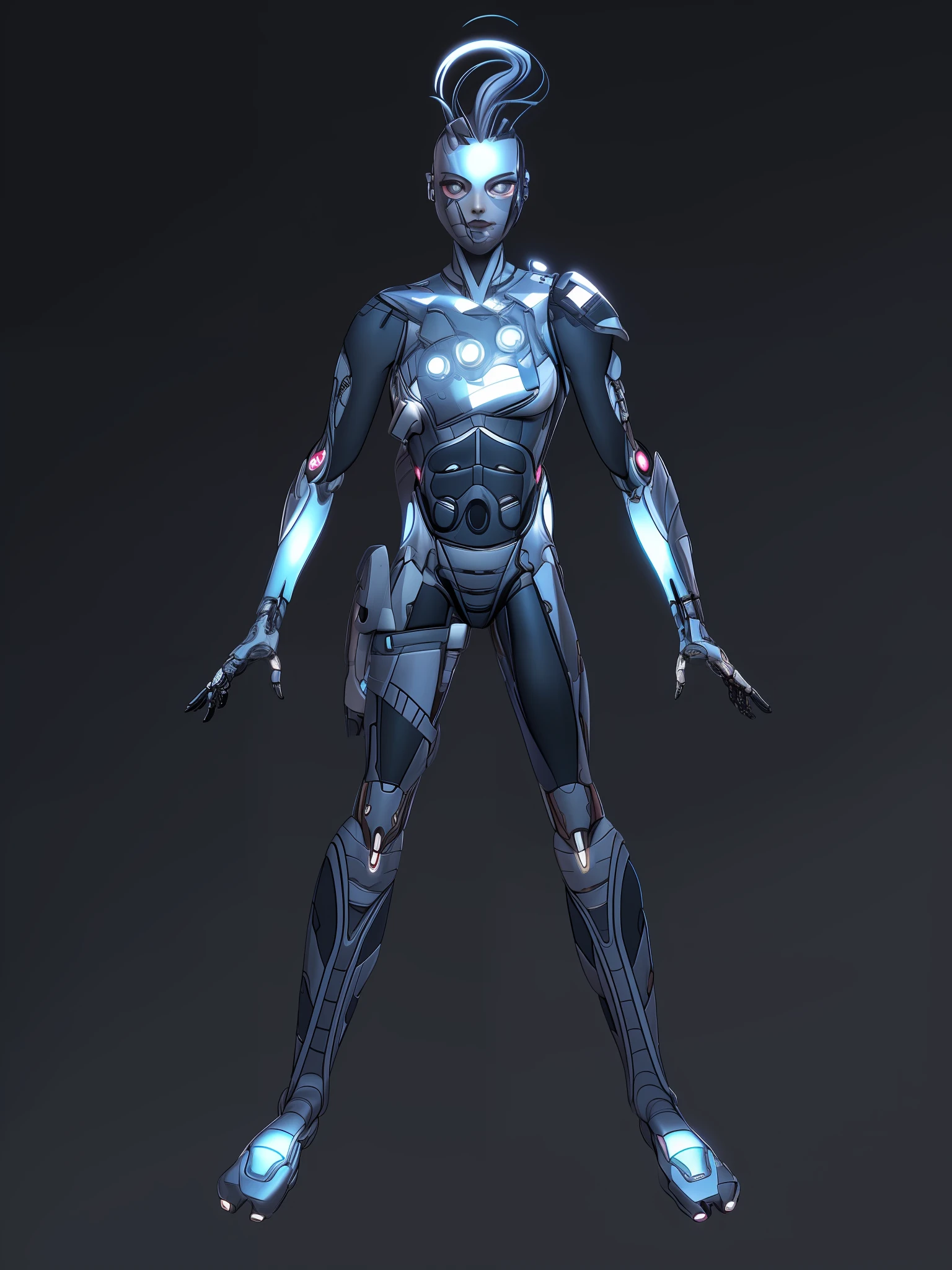 a woman in a futuristic suit, cyborg female, female cyborg, female cyborg, intricate cyborg, gynoid cyborg body, cyber suit, cyborg body, cybernetic cyborg warrior, cyborg fashion model, cyber fight armor, detailed humanoid, cybernetic body, anime cyborg, beautiful face, simple background