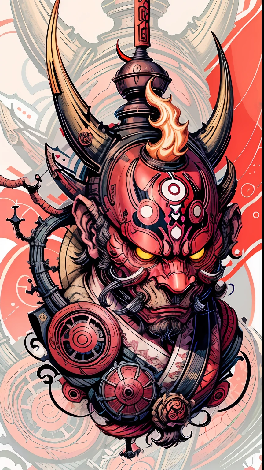 Hannya mask style 0mib, illustrator, masterpiece, high quality, 8k, high resolution, high detail, monkey man, monkey king,--no corner