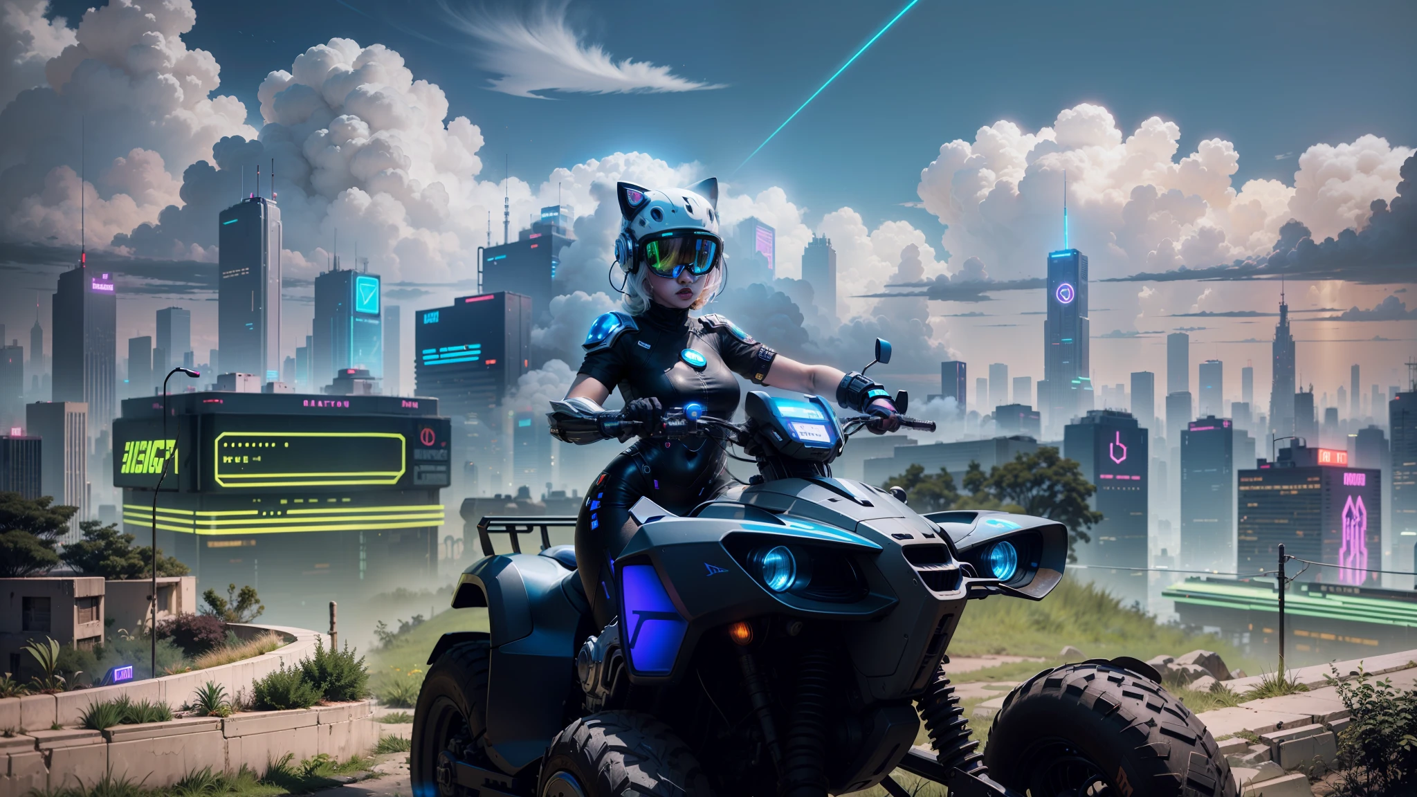 Neon flashing cyberpunk city