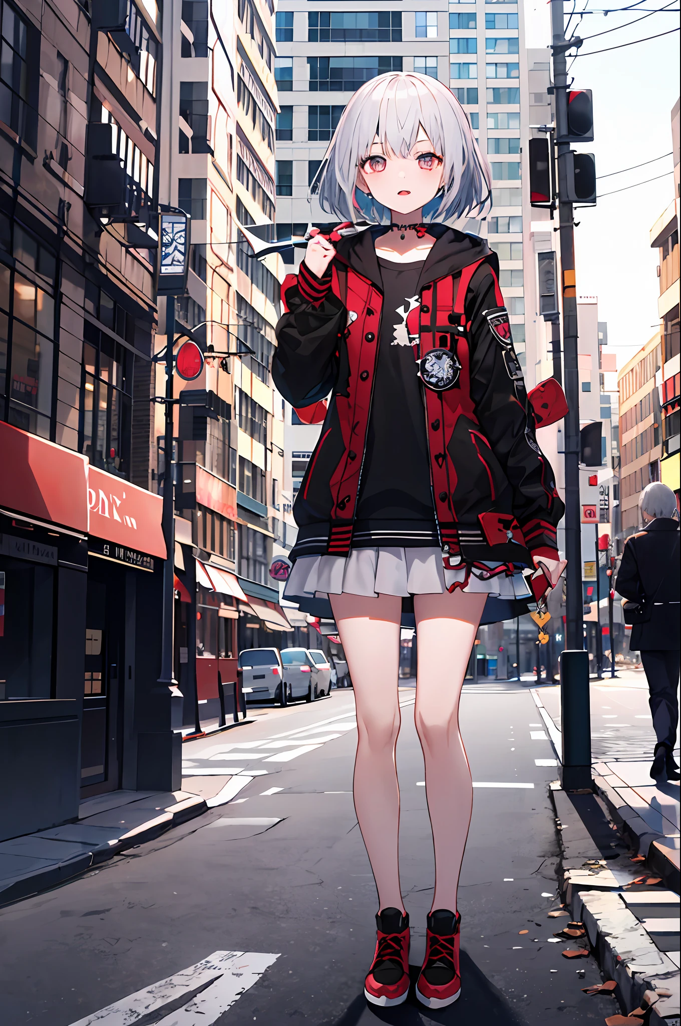 1 girl , loli , city , Devil , cry , destroy , 4k , HD