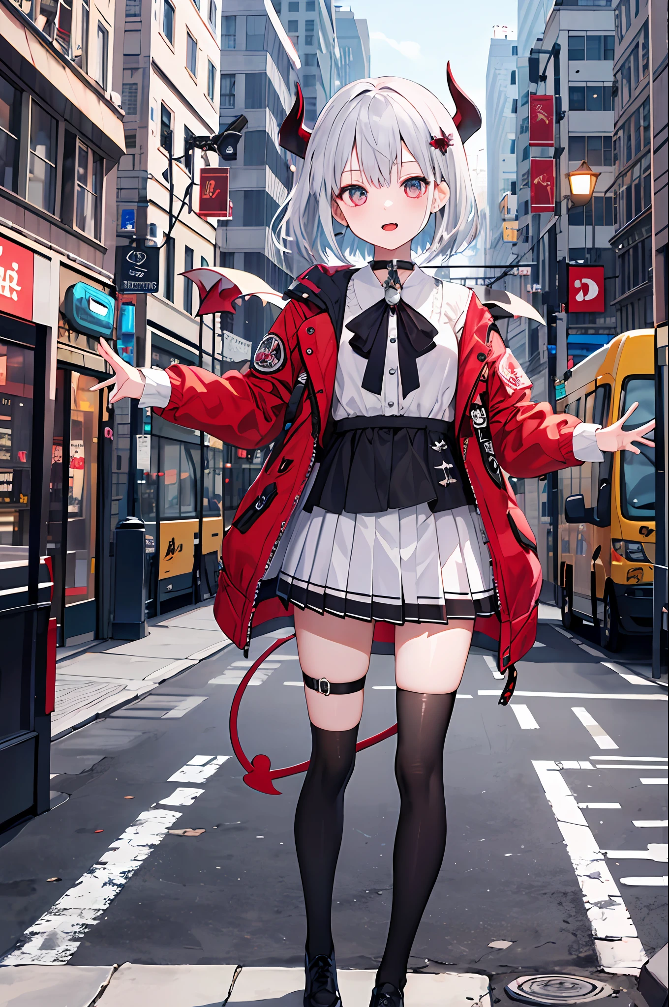 1 girl , loli , city , Devil , cry , destroy , 4k , HD