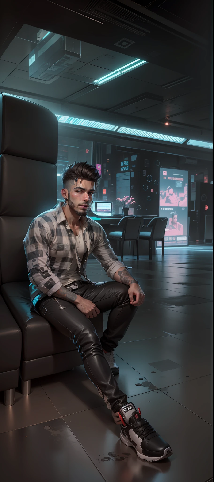 Change background cyberpunk handsome boy, realistic face, 8k, ultra realistic