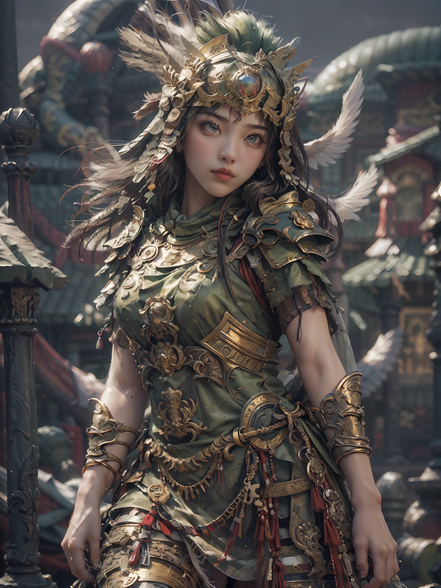 an angel with a plump, slender body, a beautiful Latin face, wearing a very beautiful green dress. HDR, UHD Ultra realistic illustrations,  8K HD auto  -upscale --auto --s2