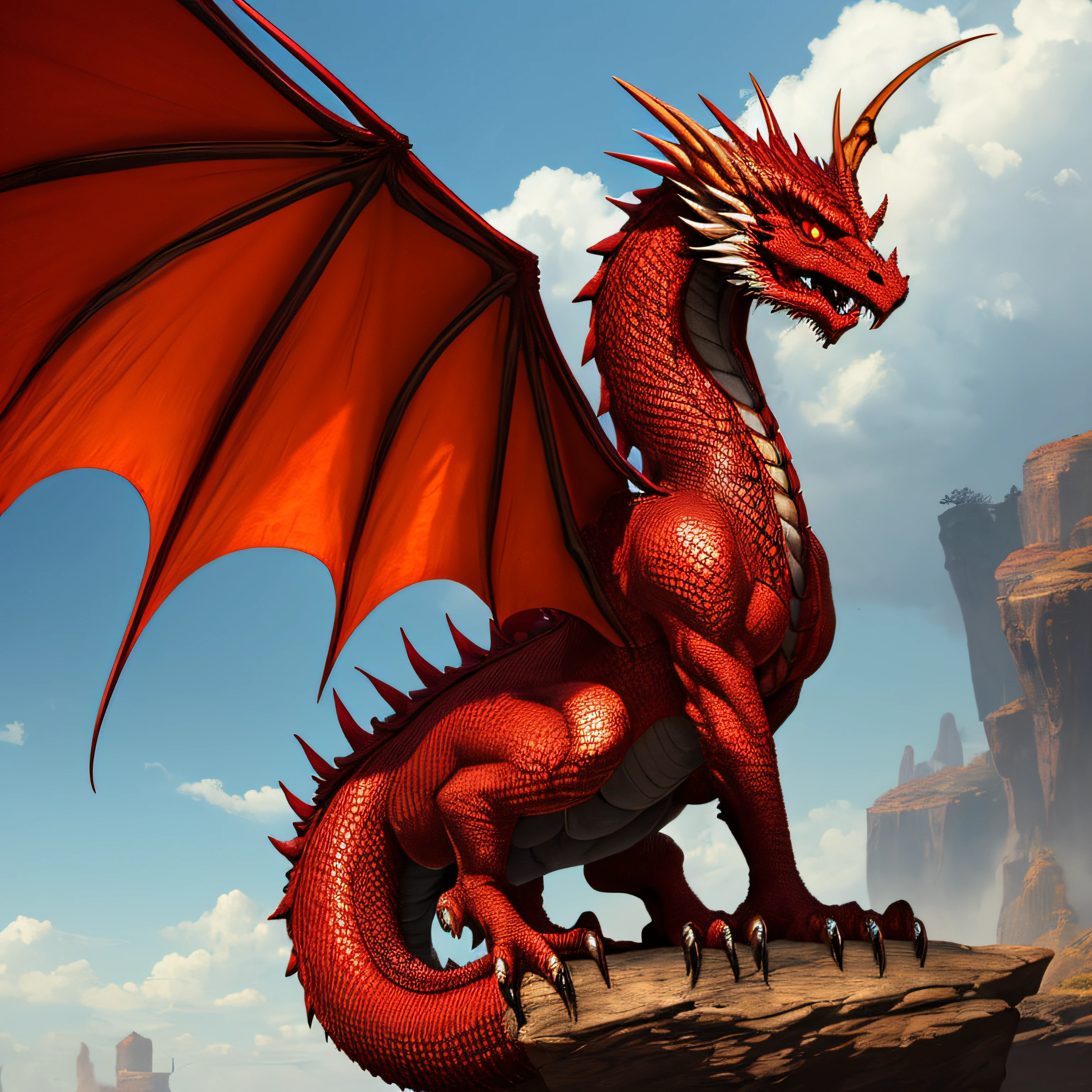 Realistic red dragon