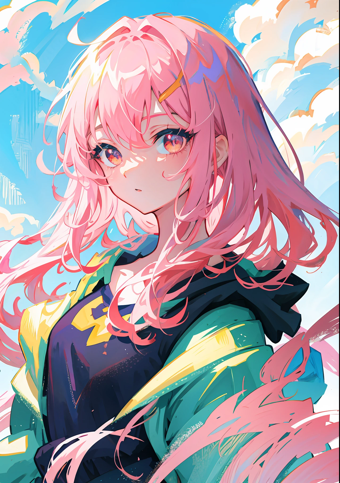Anime girl with pink long hair, golden eyes, anime style 4 K, anime art wallpaper 4K, anime art wallpaper 4K, beautiful anime portrait, anime art wallpaper 8 K, anime style illustration, beautiful anime art style, anime style portrait, anime style artwork, best anime 4k konachan wallpaper, anime style art, beautiful anime artwork