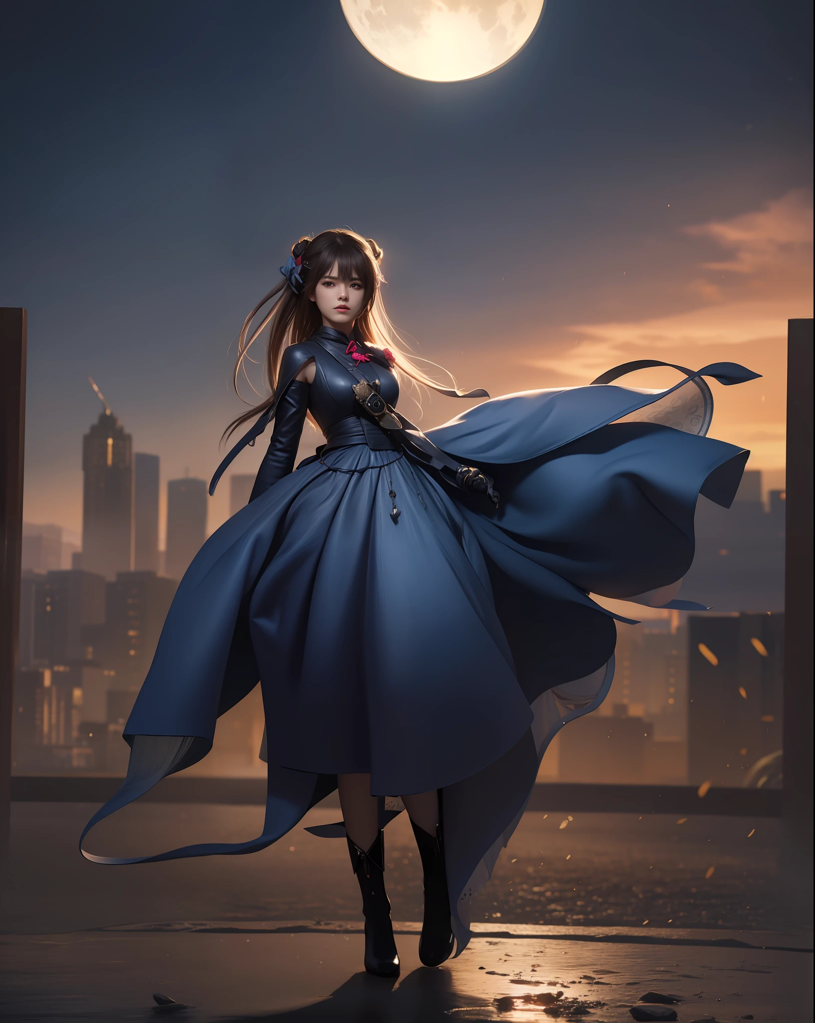 (8k, RAW photo:1.2), best quality, ultra high res,dramatic angle,(fluttered detailed color splashs), (illustration),(((1 girl))),(long hair),(rain:0.9), (头饰:1.4),少女身边有一座古宫,汉服,(重点),彩色水墨画,(泼彩),泼彩,(((colorful))),(素描:0.8) , Masterpiece, best quality, beautiful painted, highly detailed,(denoising:0.6),[splash ink],((ink refraction)), (beautiful detailed sky),moon,highly,detaild,(masterpiece, best quality, extremely detailed） CG unity 8k壁纸，杰作，最好的质量，超详细），（石蒜），