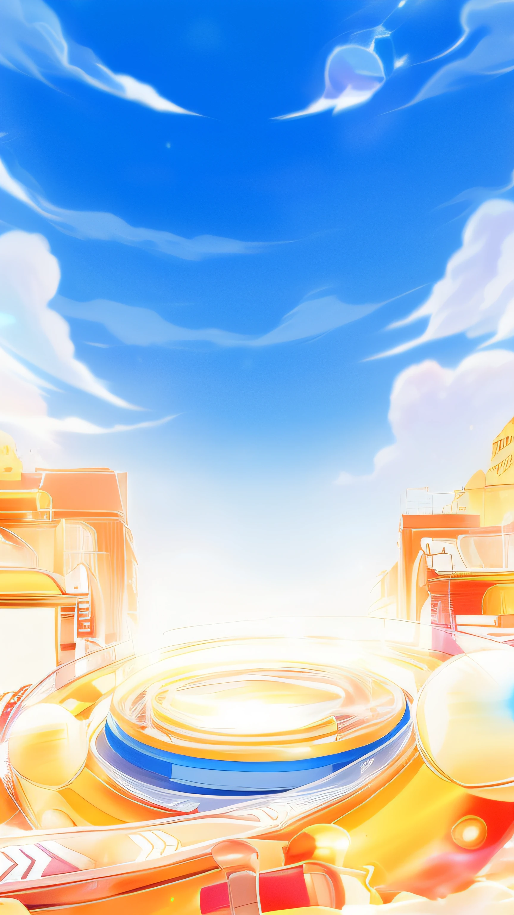 sonic the hedgehog is running through a city with a train, anime style cityscape, colorful anime movie background, highschool background, town center background, anime background art, anime background, town background, sunny day background, background art, anime movie background, mall background, bright sunny summer day, city backdrop, burning city background, city in the background, background artwork