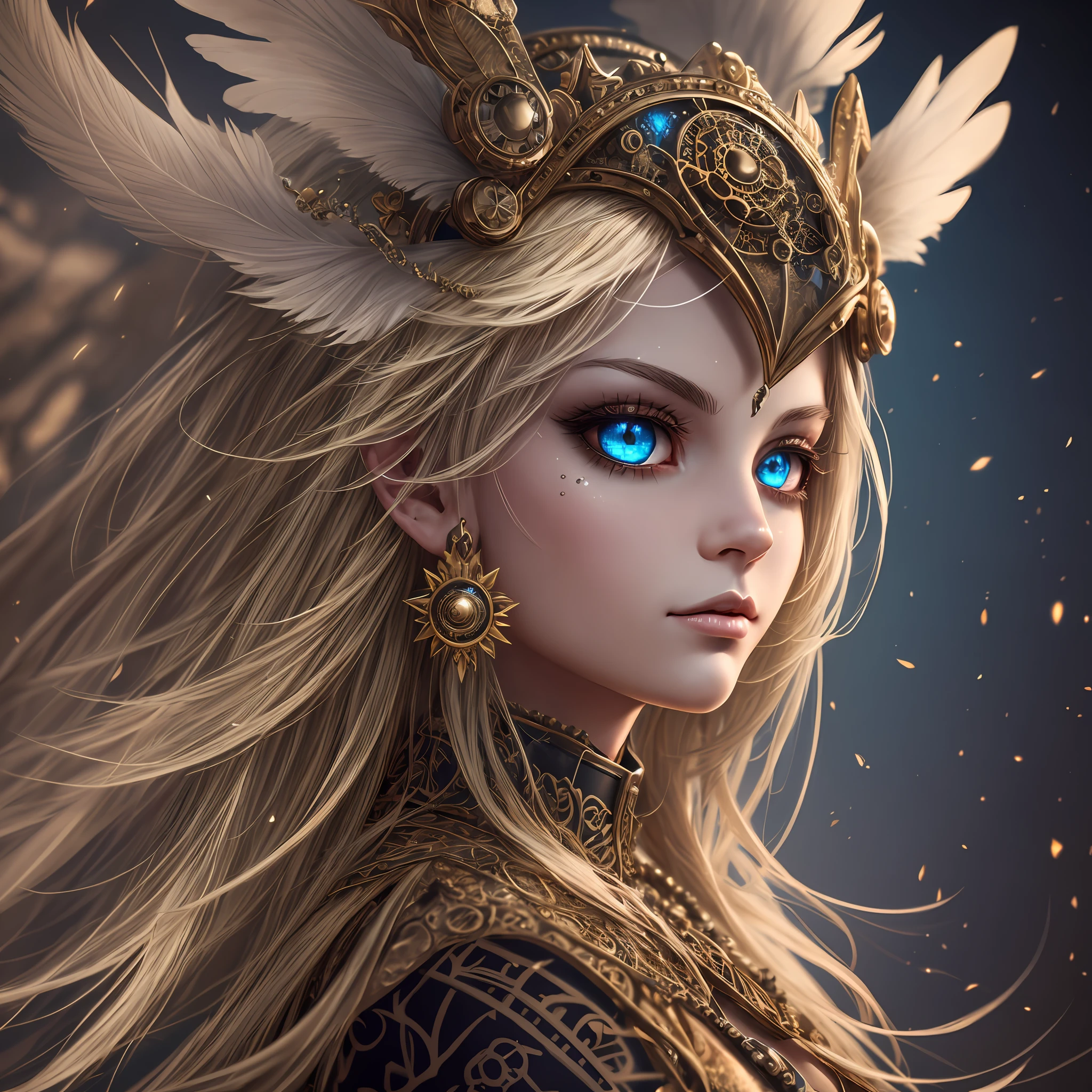 generate a celestial non-human animal in the style of steampunk and fantasy. the animal should be fluffy and have feathers and silk and satin. emphasize small details of fantasy and steampunk. camera: utilize interesting and dynamic composition. enhance visual interest. lighting: use ambient lighting that enhances the ambiance of fantasy. include bold colors and deep shadows. hires, detailed eyes, hires detailed eyes, hires small details, ornate, intricate details, 8k, shimmer, unity, official cgi unreal engine, high resolution, (((masterpiece))), high quality, highres, detail enhancement