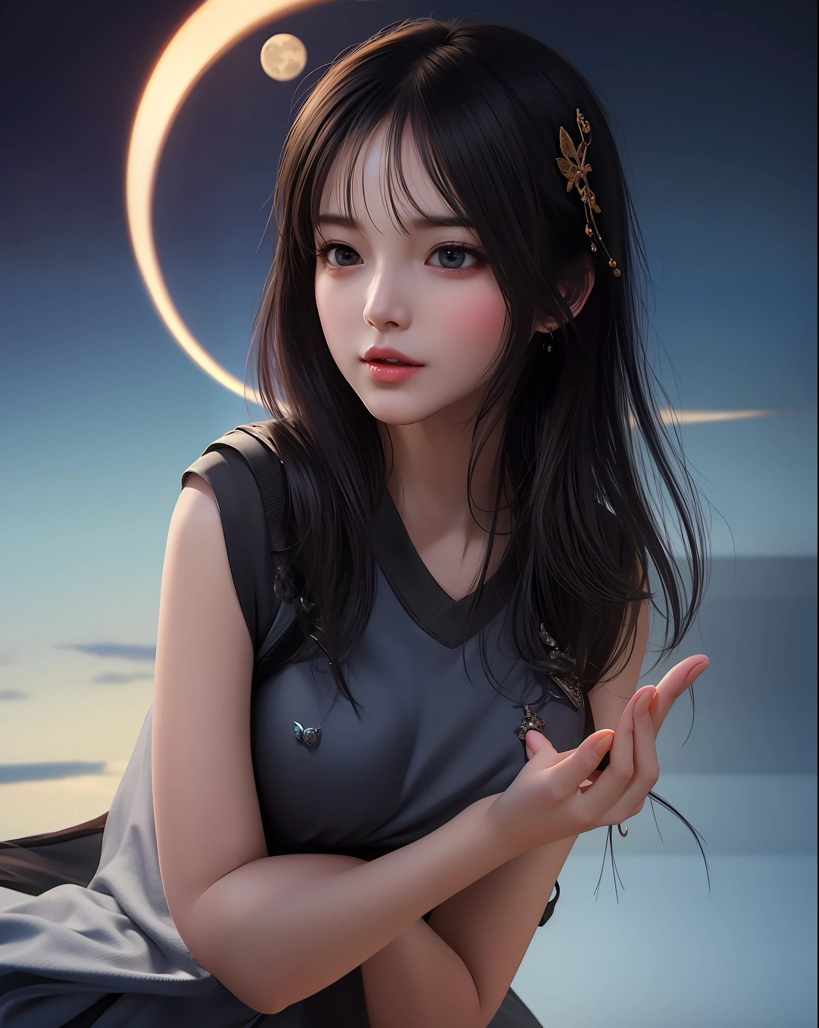 (8k, RAW photo:1.2), best quality, ultra high res,dramatic angle,(fluttered detailed color splashs), (illustration),(((1 girl))),(long hair),(rain:0.9), (头饰:1.4),少女身边有一座古宫,汉服,(重点),彩色水墨画,(泼彩),泼彩,(((colorful))),(素描:0.8) , Masterpiece, best quality, beautiful painted, highly detailed,(denoising:0.6),[splash ink],((ink refraction)), (beautiful detailed sky),moon,highly,detaild,(masterpiece, best quality, extremely detailed） CG unity 8k壁纸，杰作，最好的质量，超详细），（石蒜），