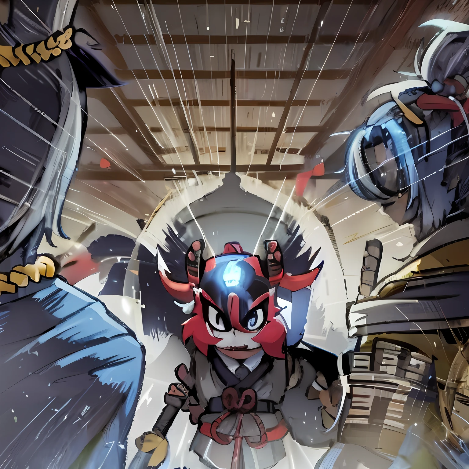 anime character with a red and black helmet and a sword, onmyoji detailed art, onmyoji, onmyoji portrait, katana zero video game character, samurai pizza cats, high detailed official artwork, inspired by Kanō Hōgai, inspired by Kawabata Ryūshi, traditional japanese concept art, samurai cat